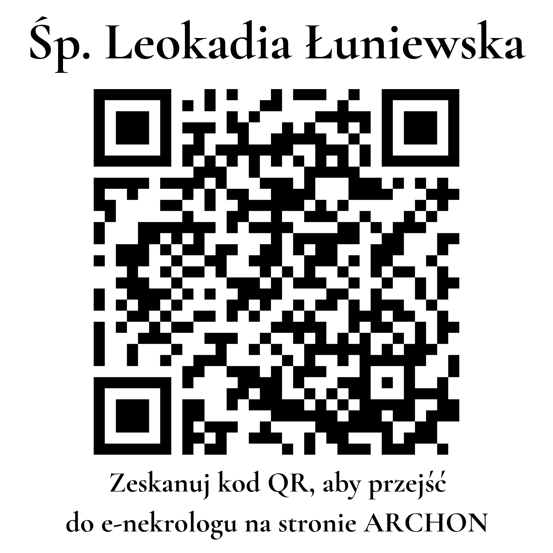 Kod QR do nekrologu Leokadia Łuniewska