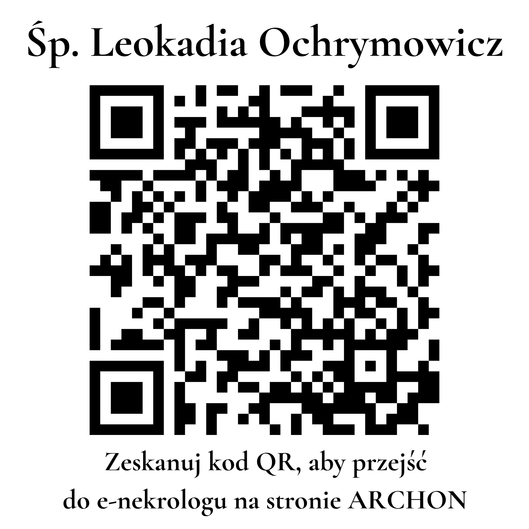 Kod QR do nekrologu Leokadia Ochrymowicz