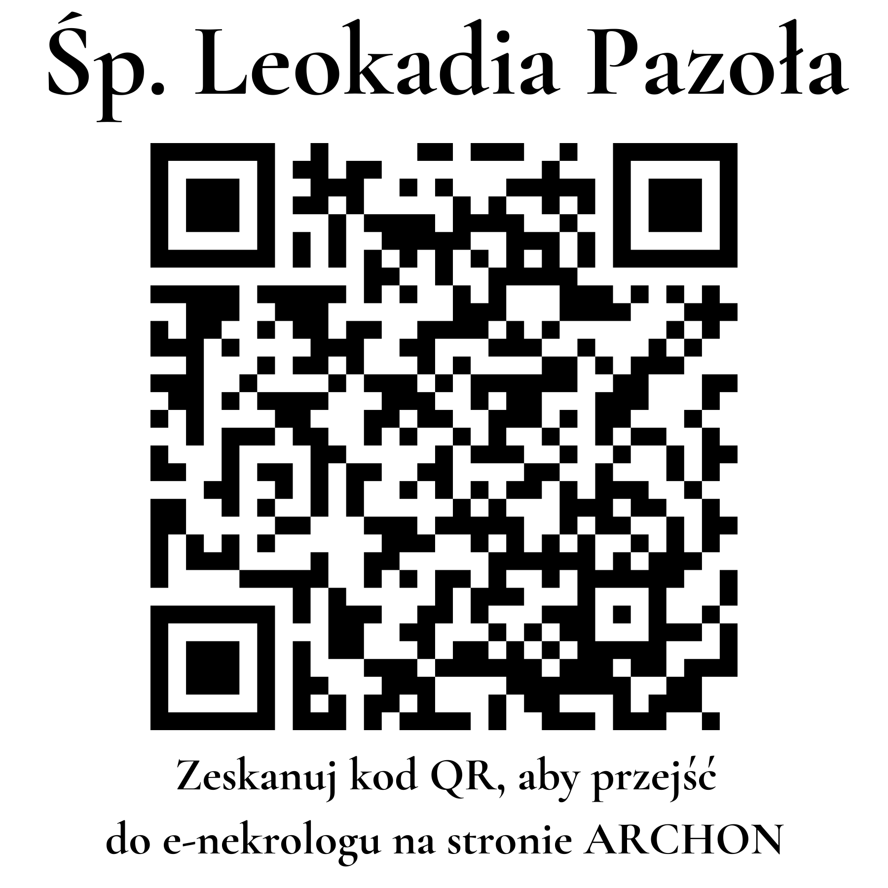 Kod QR do nekrologu Leokadia Pazoła