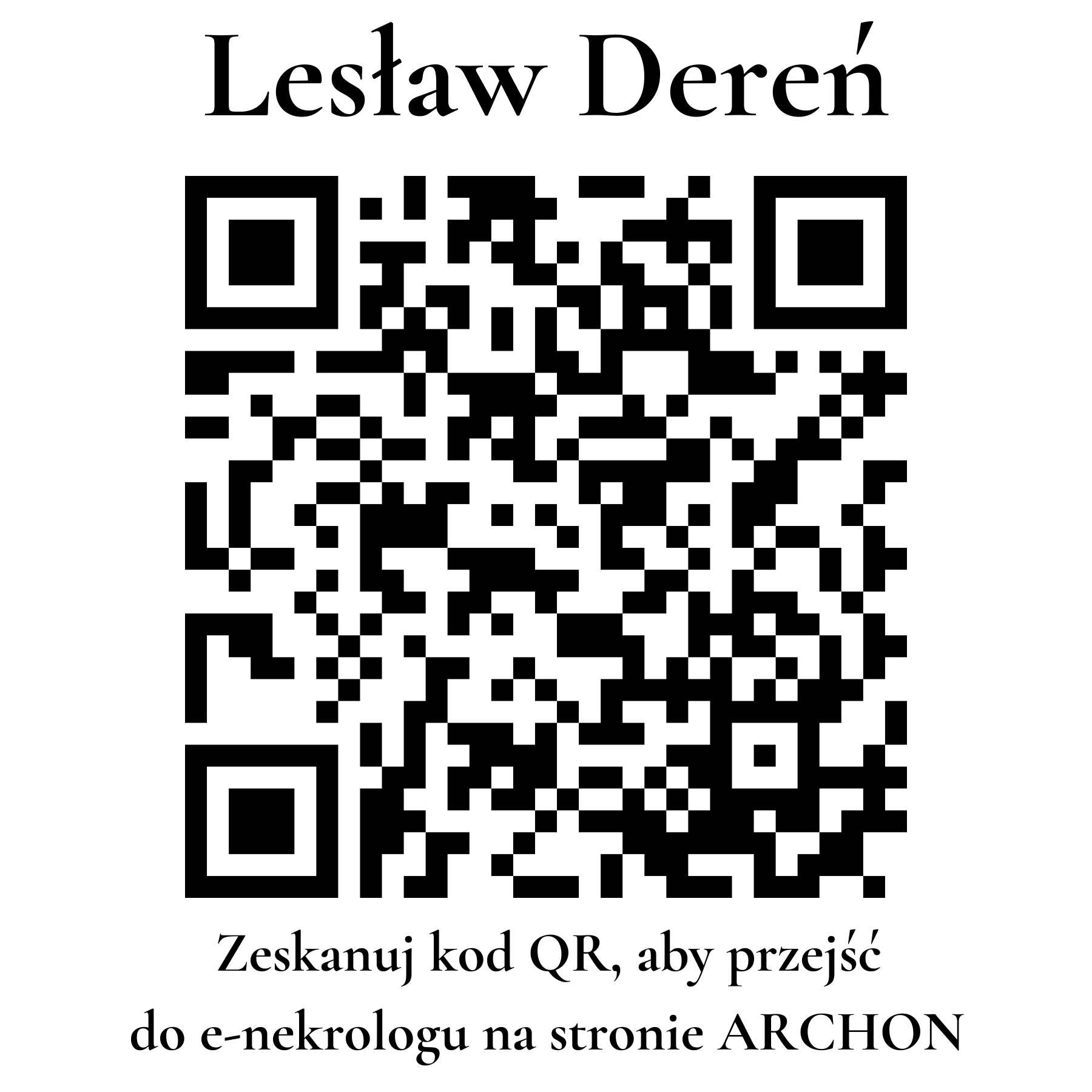 Kod QR do nekrologu Lesław Dereń Kod QR do nekrologu Lesław Dereń