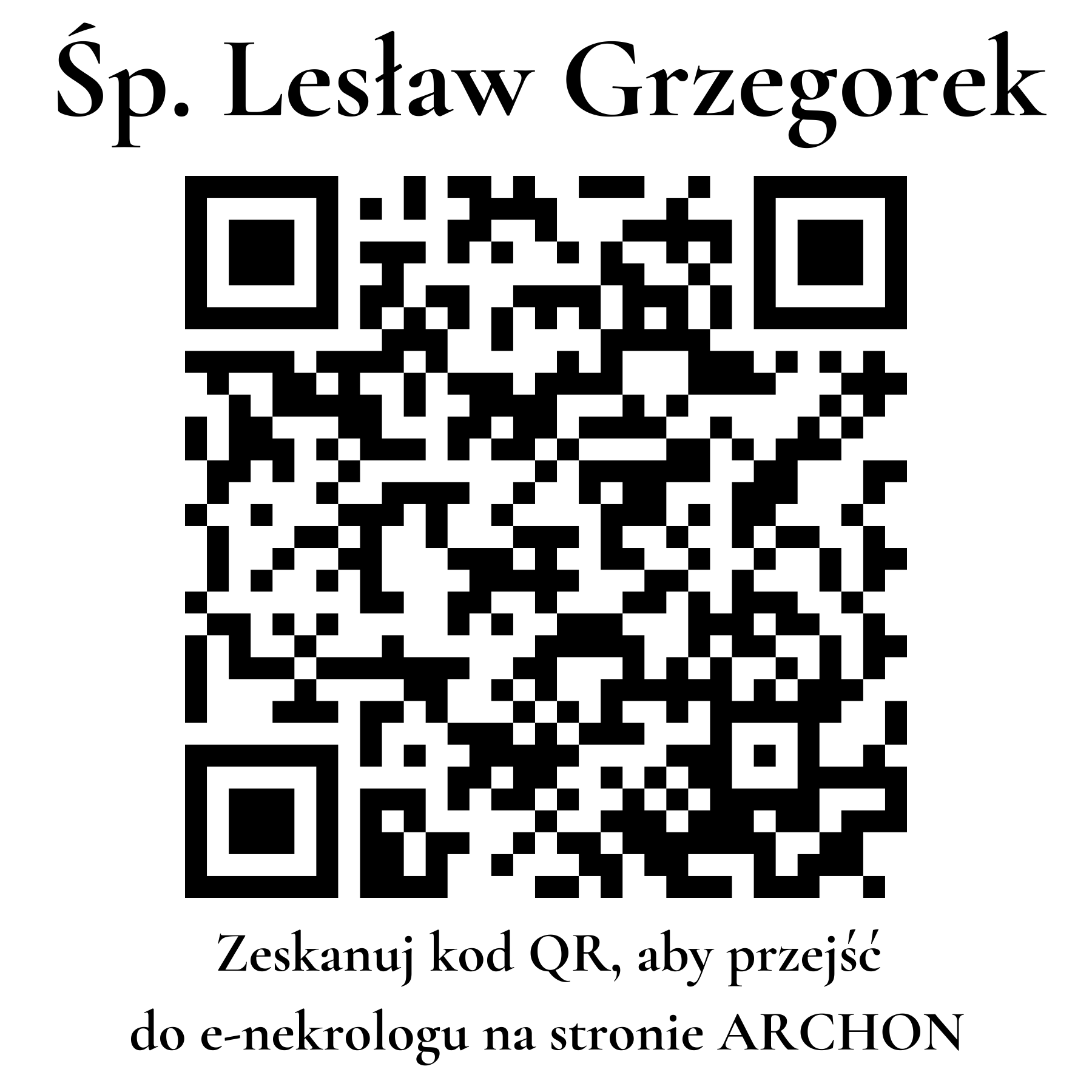 Kod QR do nekrologu Lesław Grzegorek