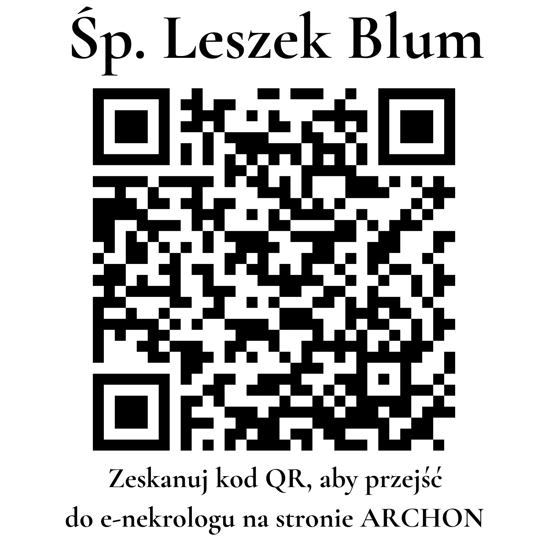 Kod QR do nekrologu Leszek Blum