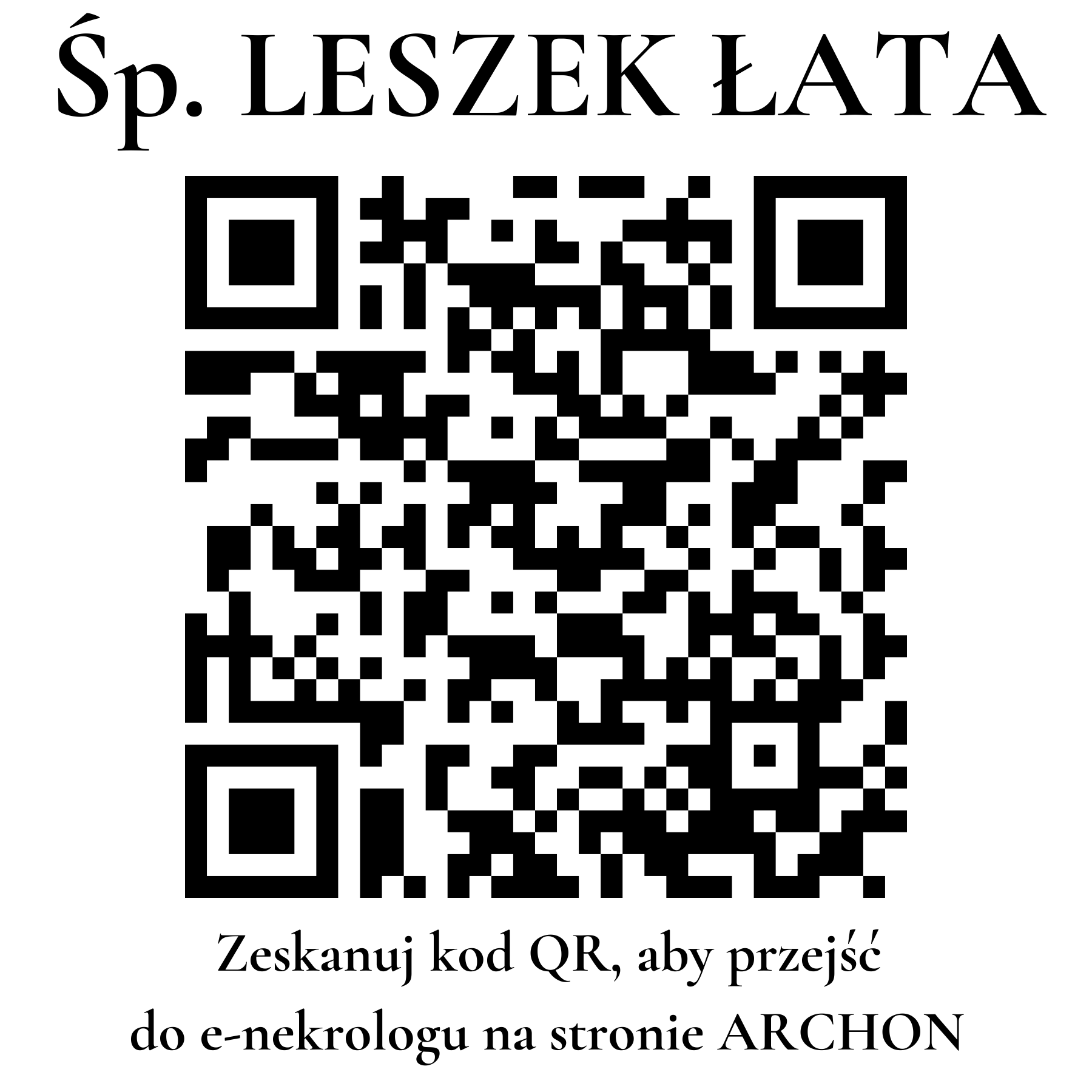 Kod QR do nekrologu LESZEK ŁATA