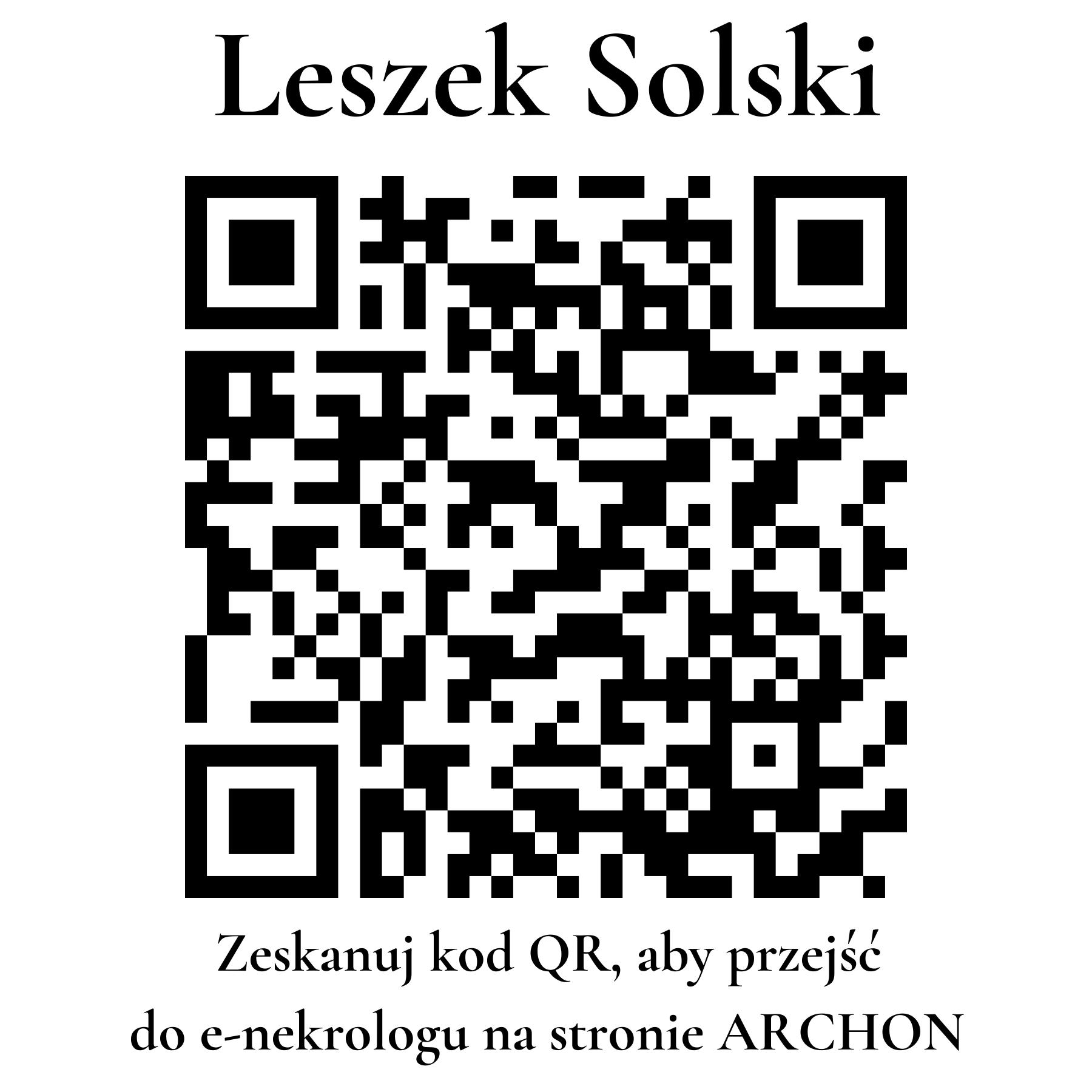 Kod QR do nekrologu Leszek Solski
