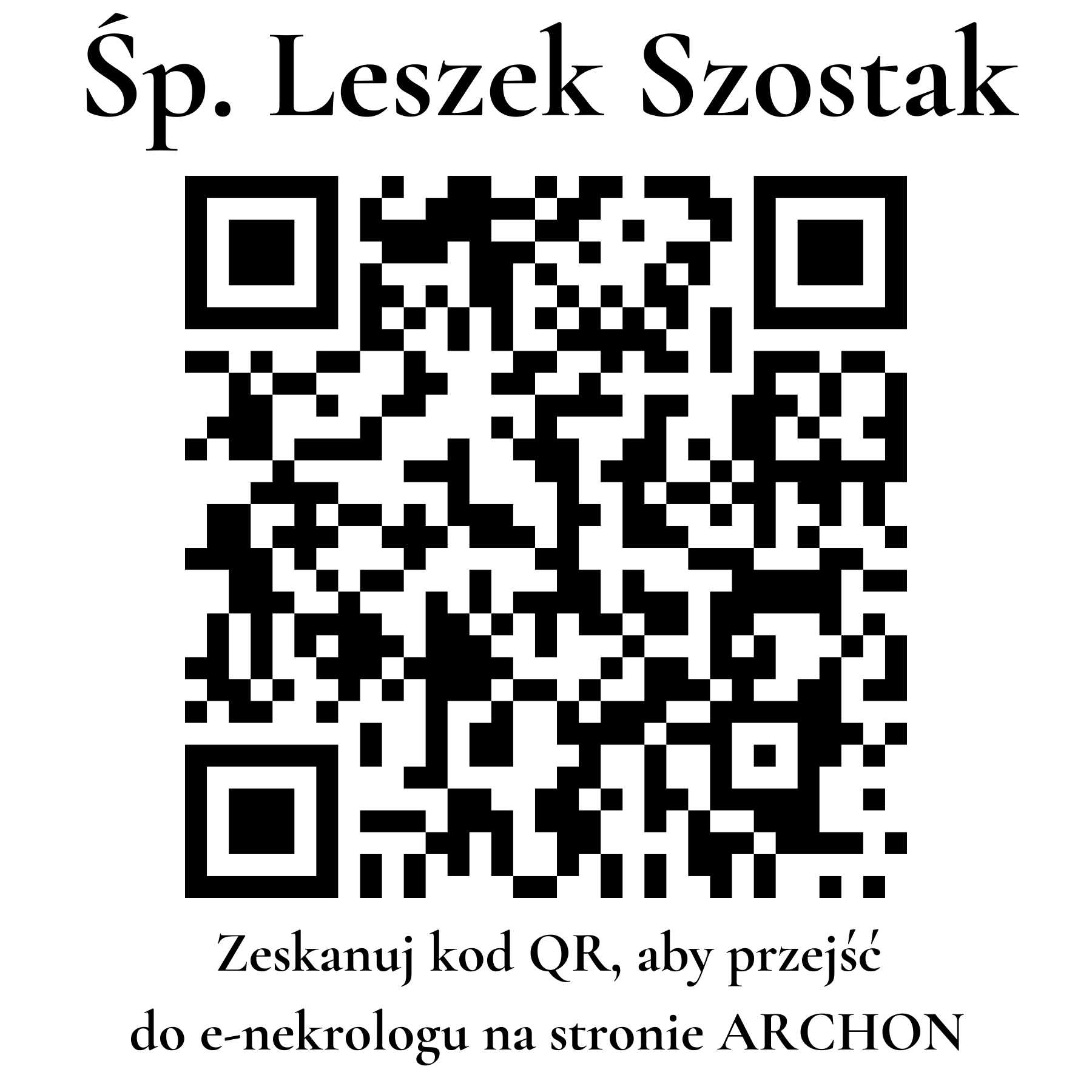 Kod QR do nekrologu Leszek Szostak