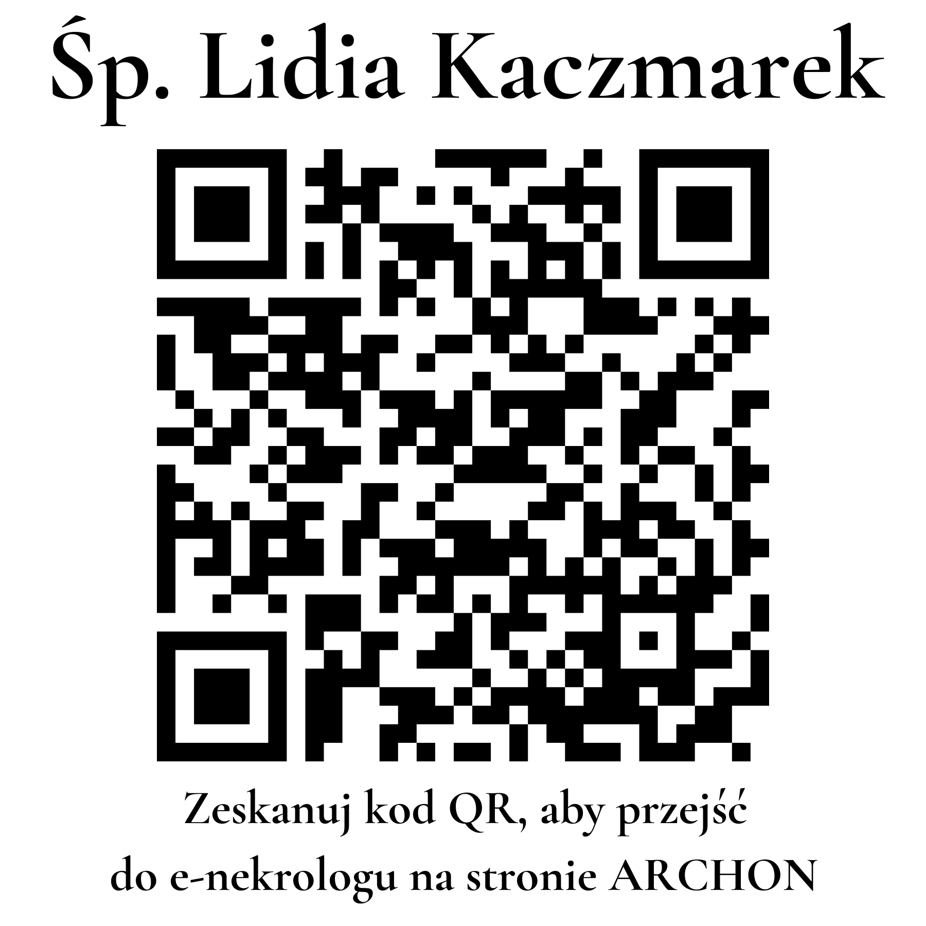 Kod QR do nekrologu Lidia Kaczmarek