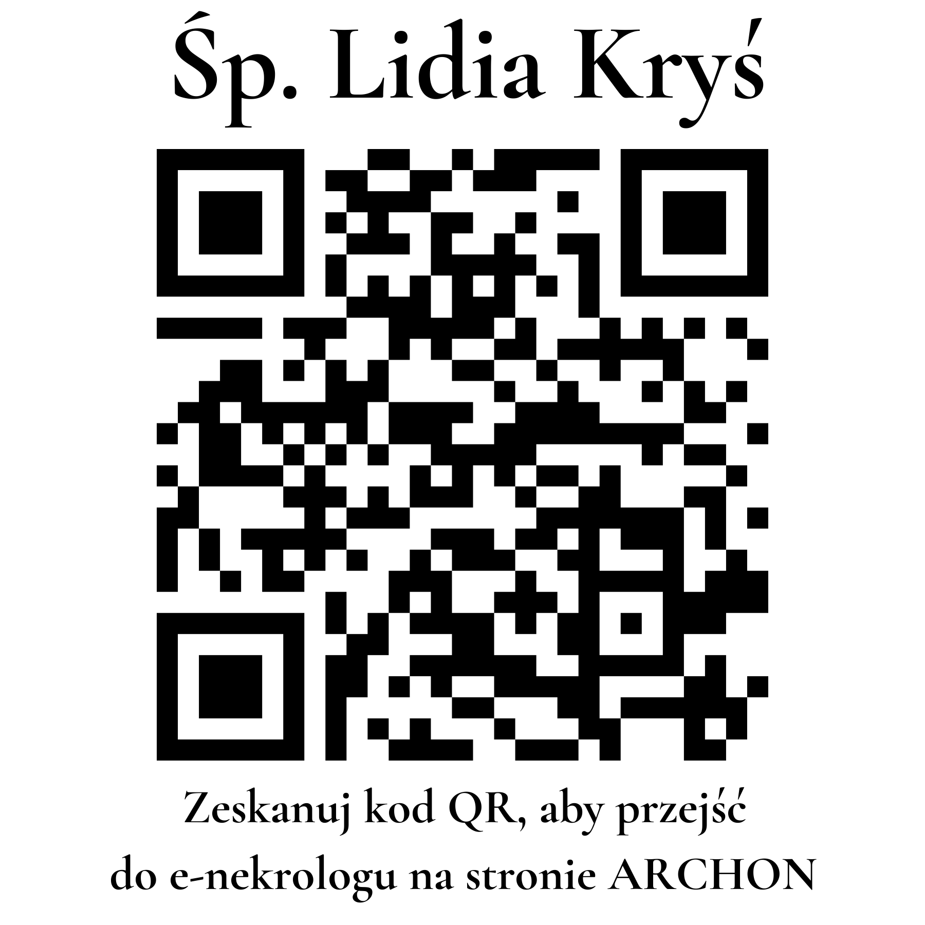 Kod QR do nekrologu Lidia Kryś