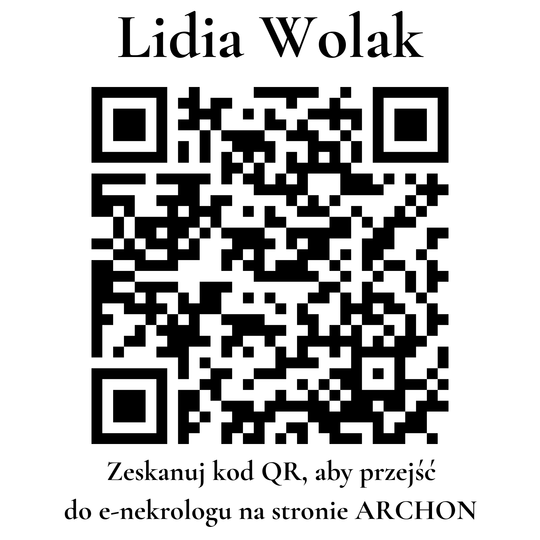 Kod QR do nekrologu Lidia Wolak