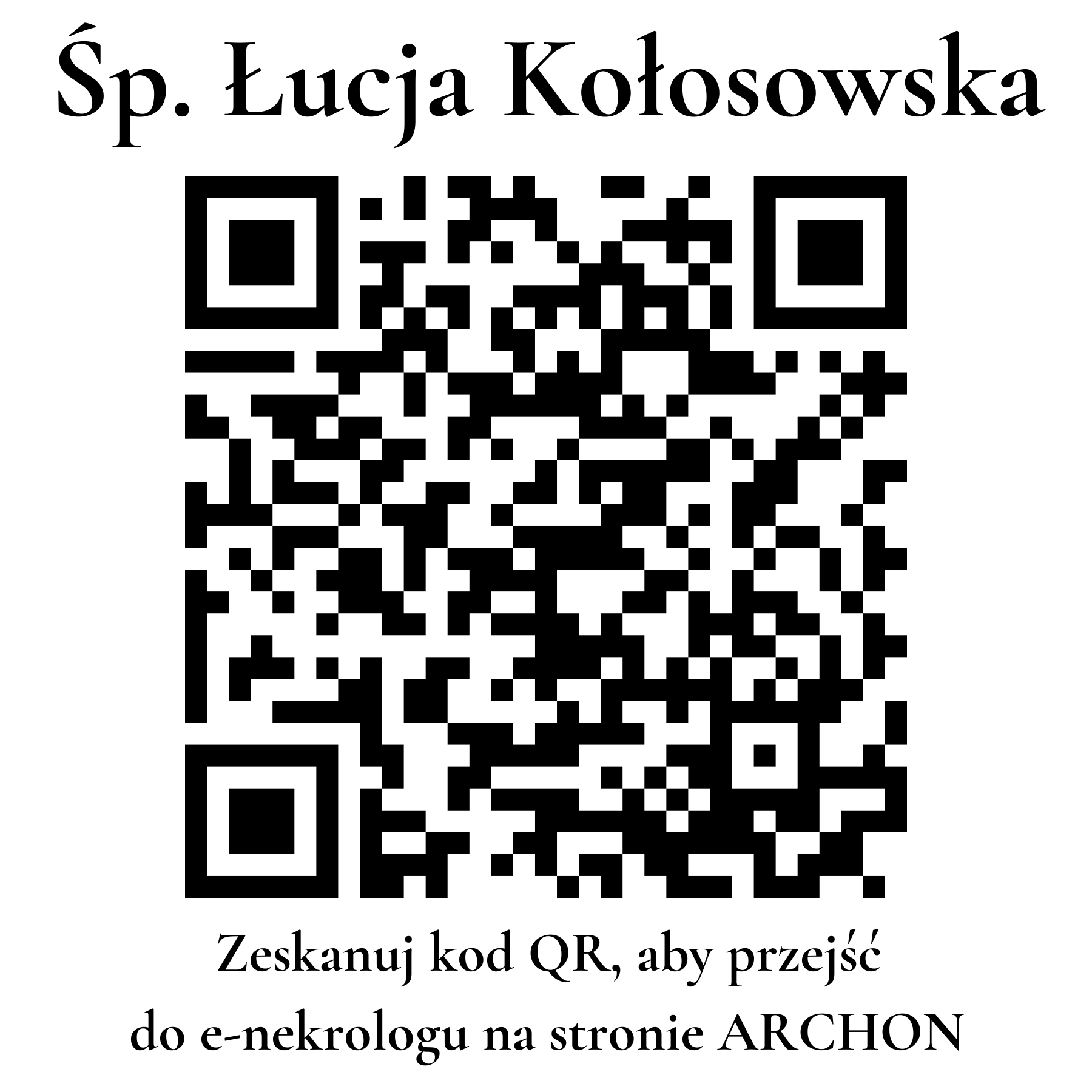 Kod QR do nekrologu Łucja Kołosowska