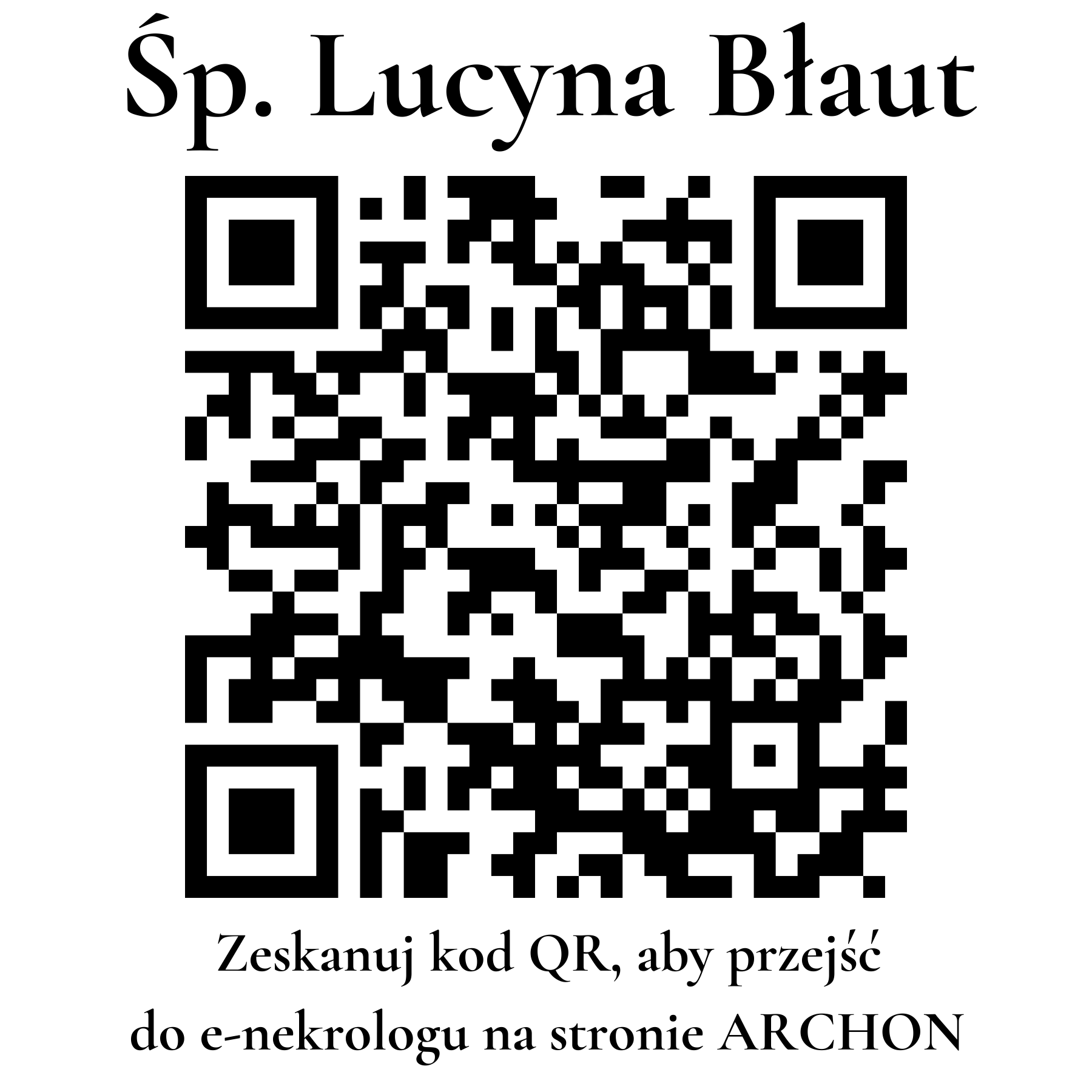 Kod QR do nekrologu Lucyna Błaut