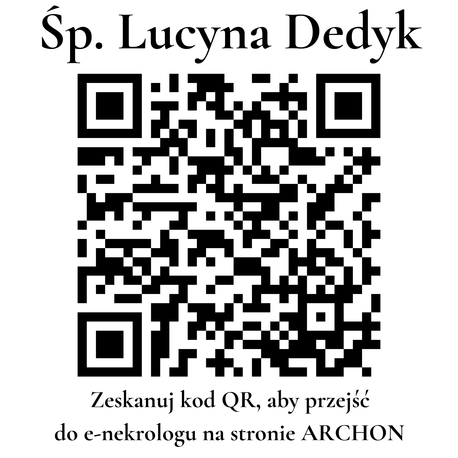 Kod QR do nekrologu Lucyna Dedyk