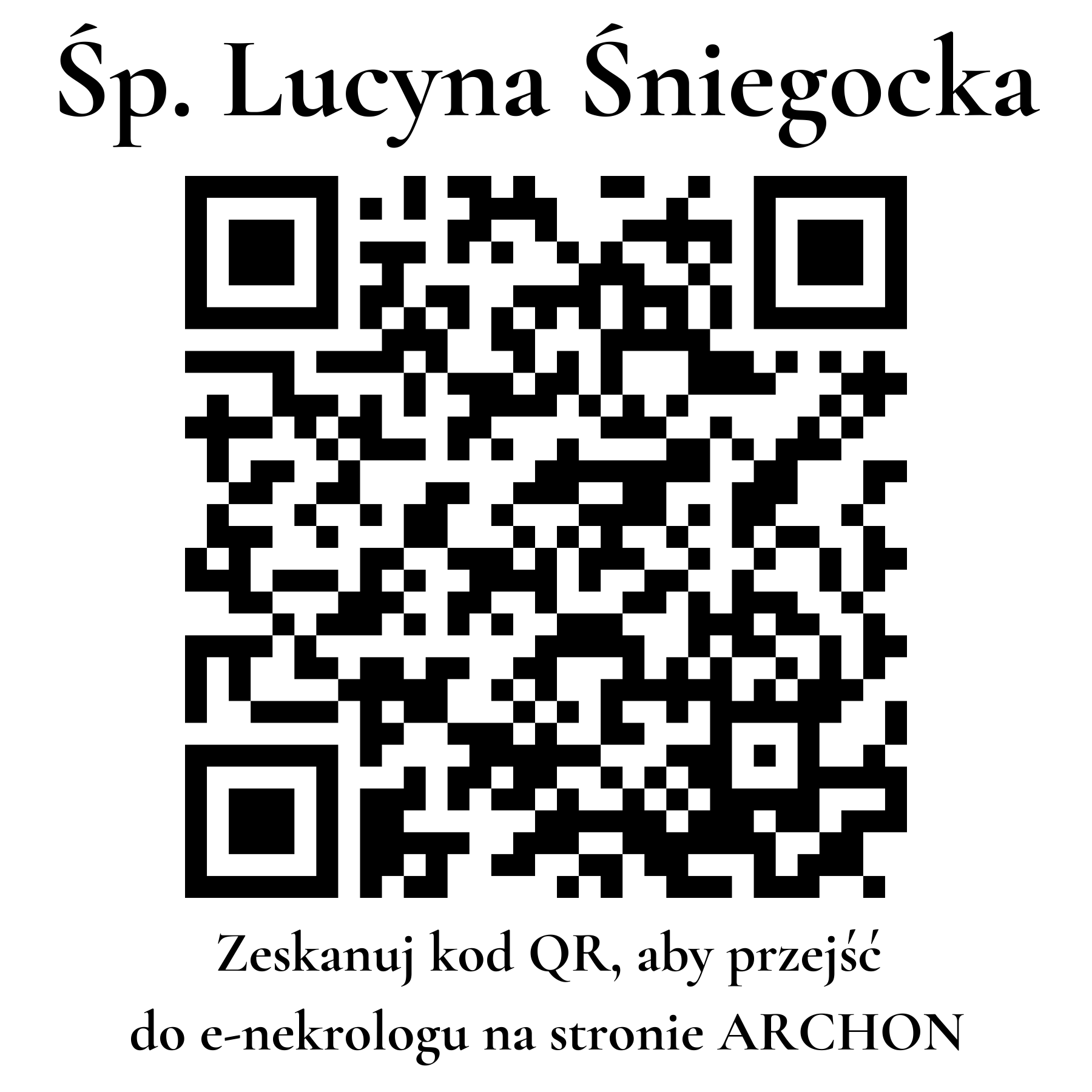Kod QR do nekrologu Lucyna Śniegocka