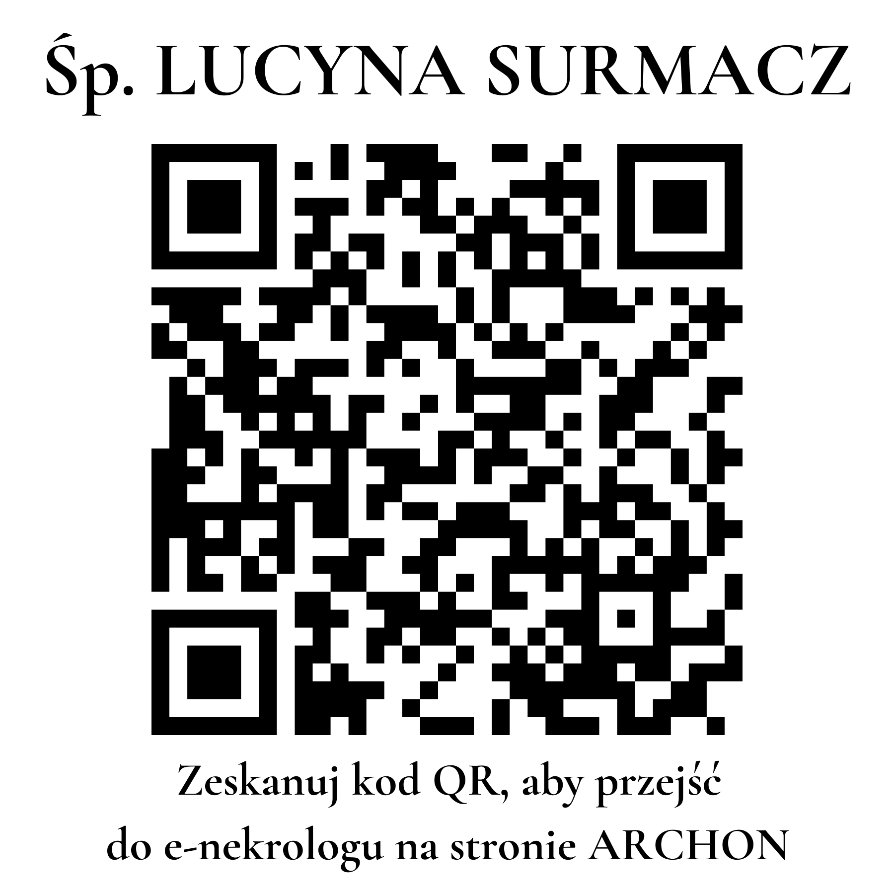 Kod QR do nekrologu LUCYNA SURMACZ