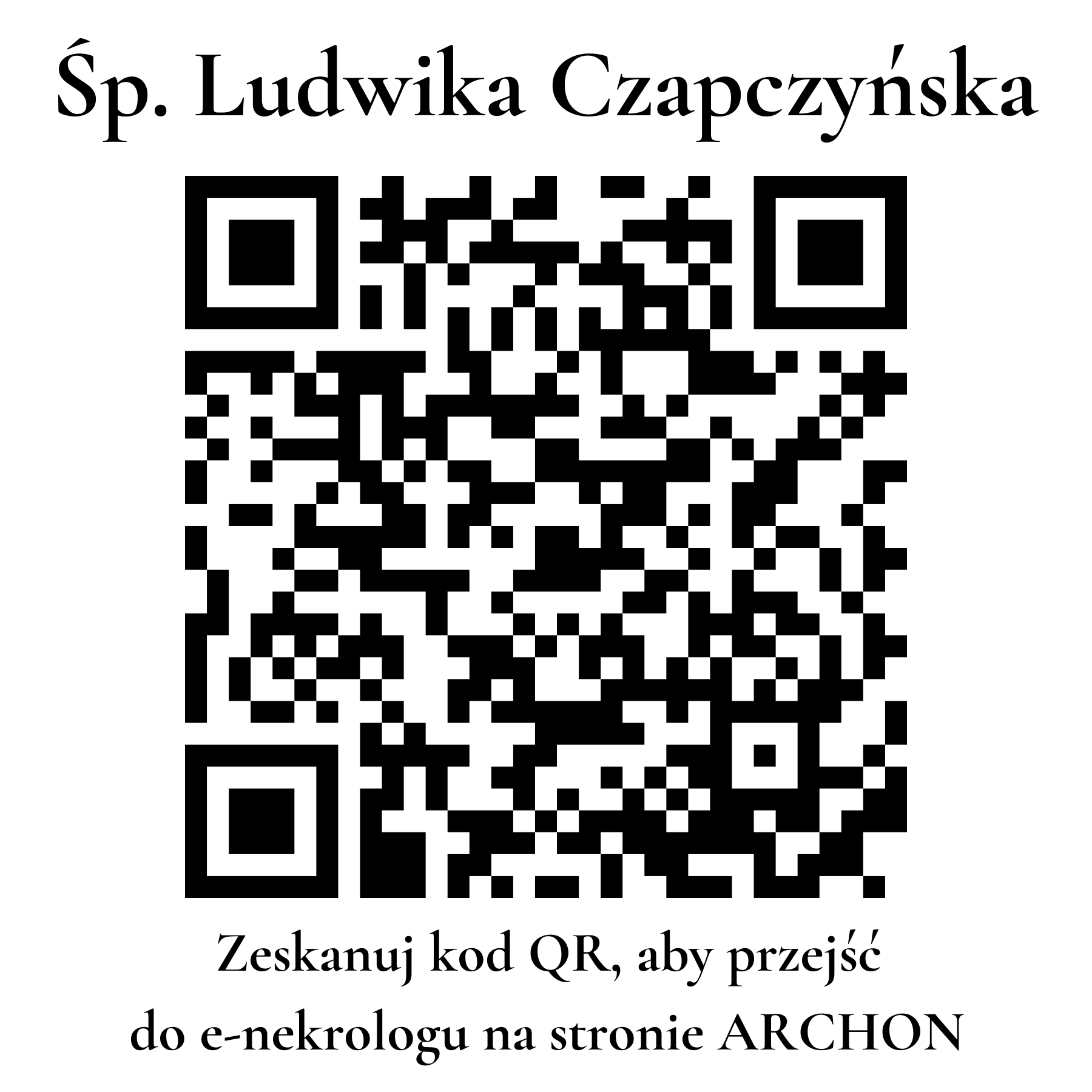 Kod QR do nekrologu Ludwika Czapczyńska