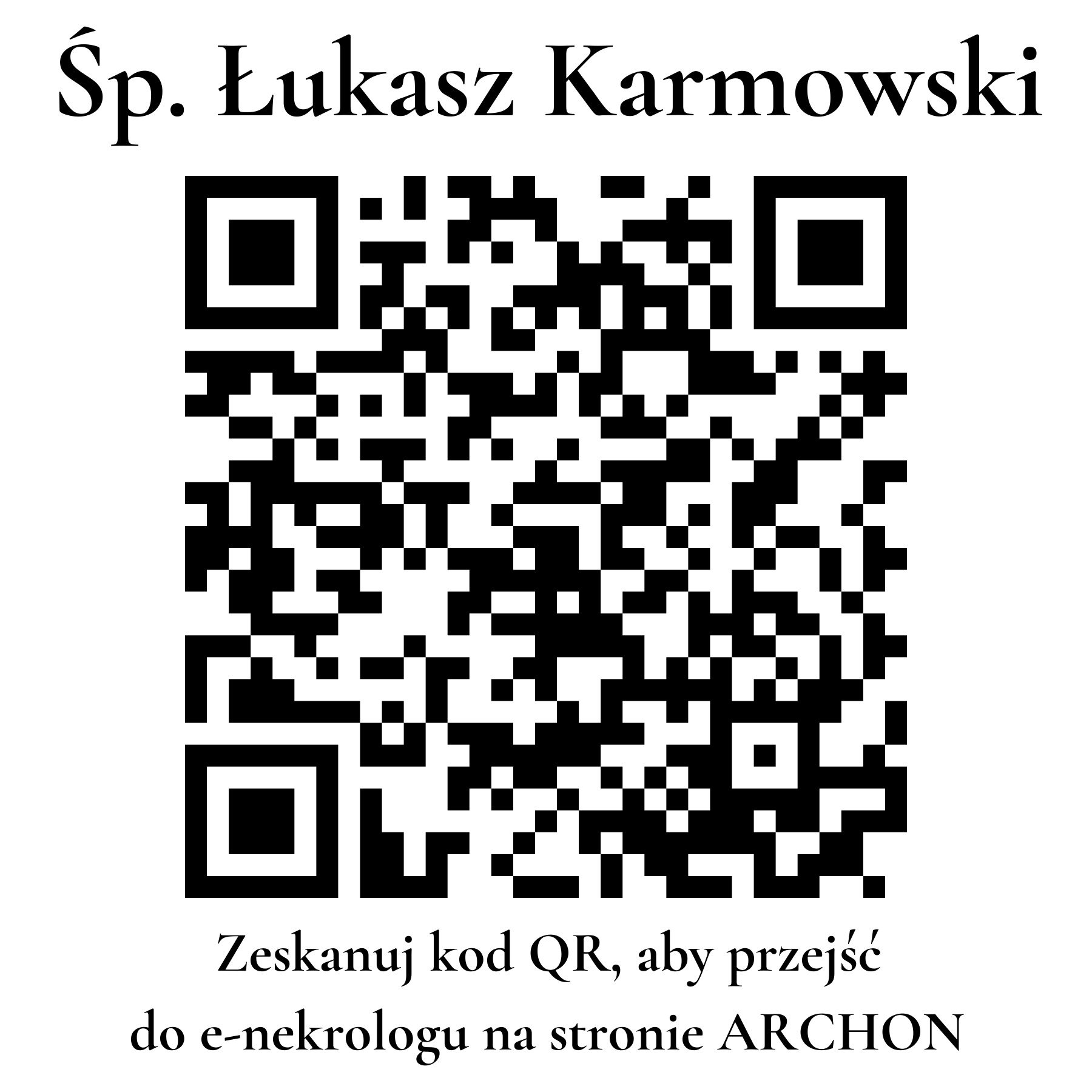 Kod QR do nekrologu Łukasz Karmowski