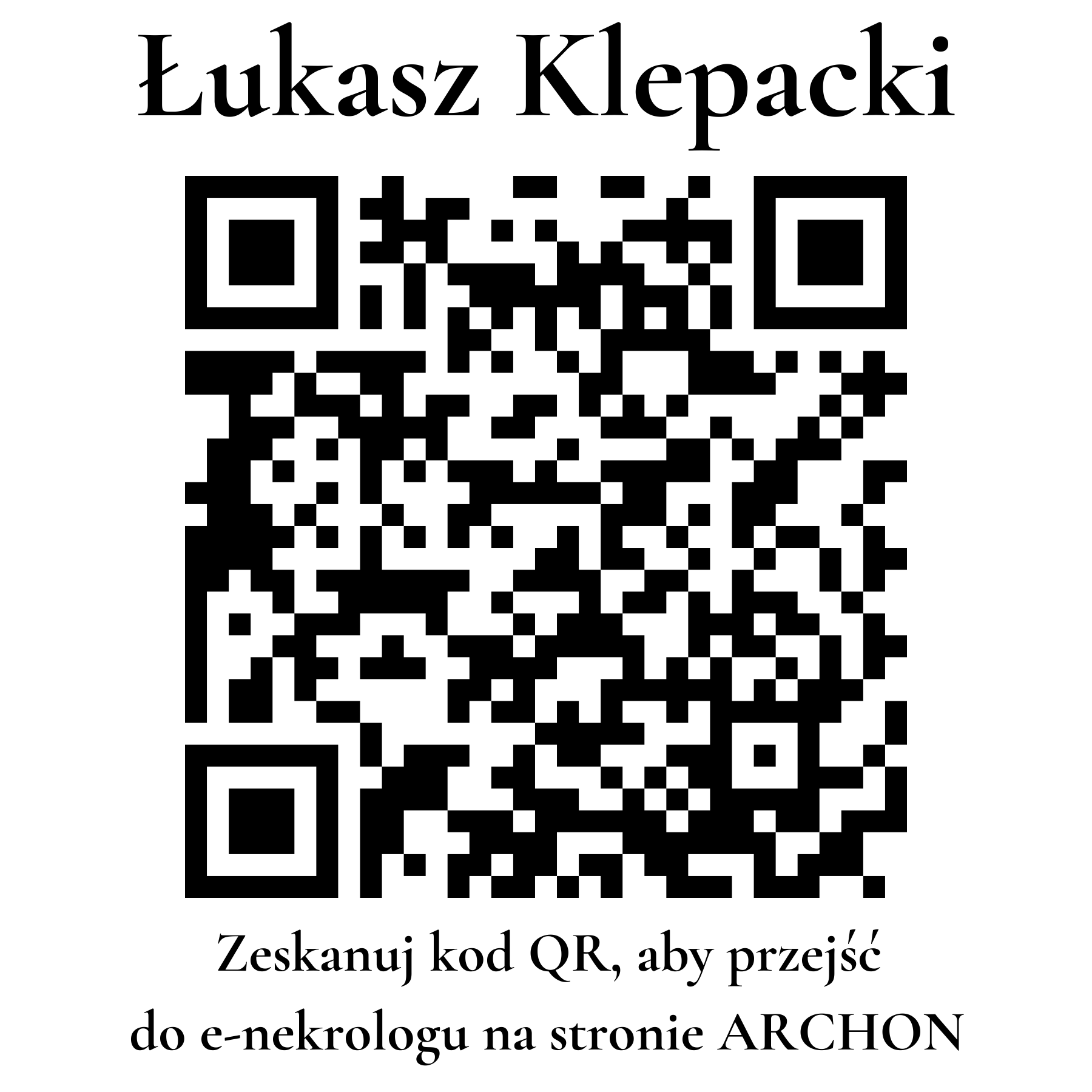Kod QR do nekrologu Łukasz Klepacki