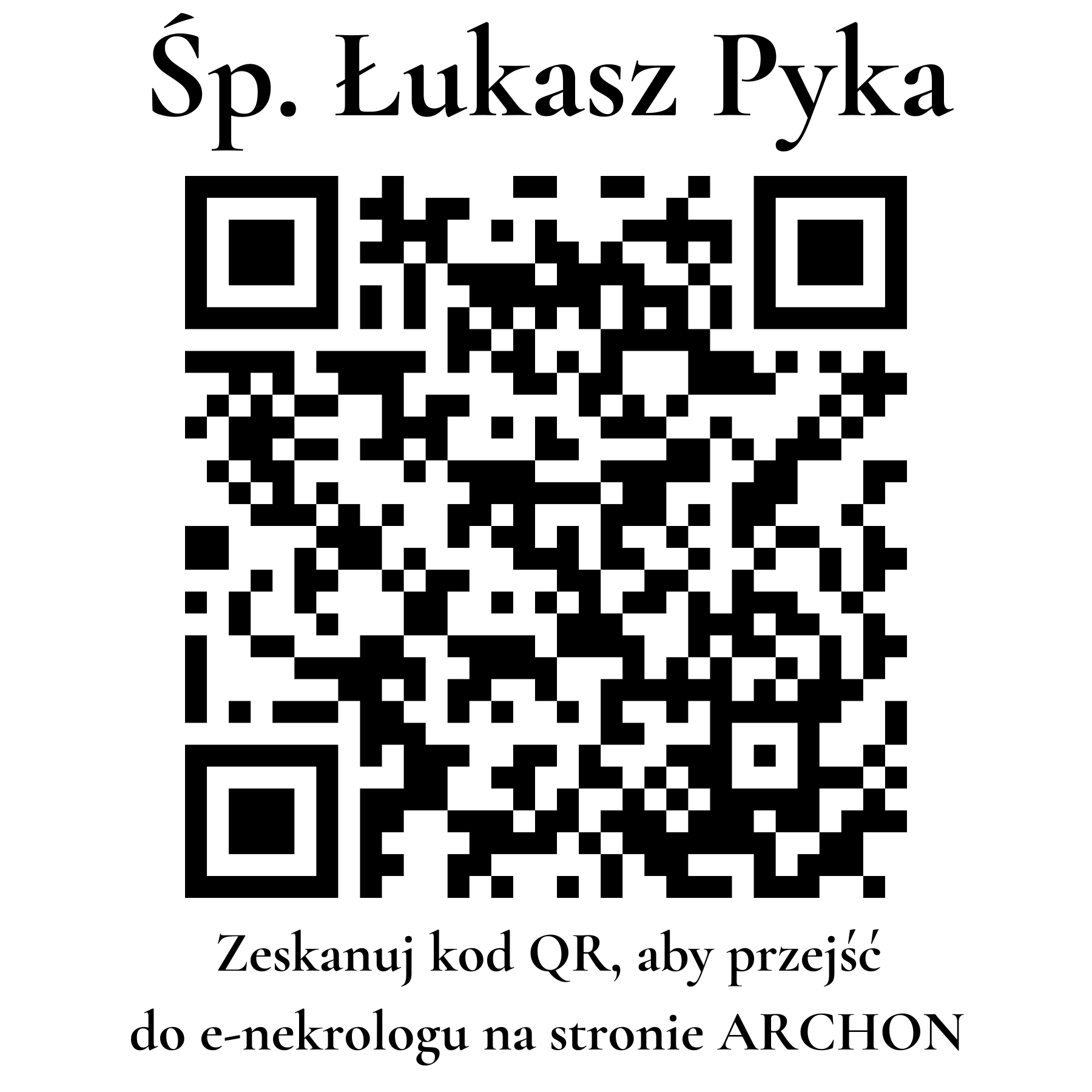 Kod QR do nekrologu Łukasz Pyka