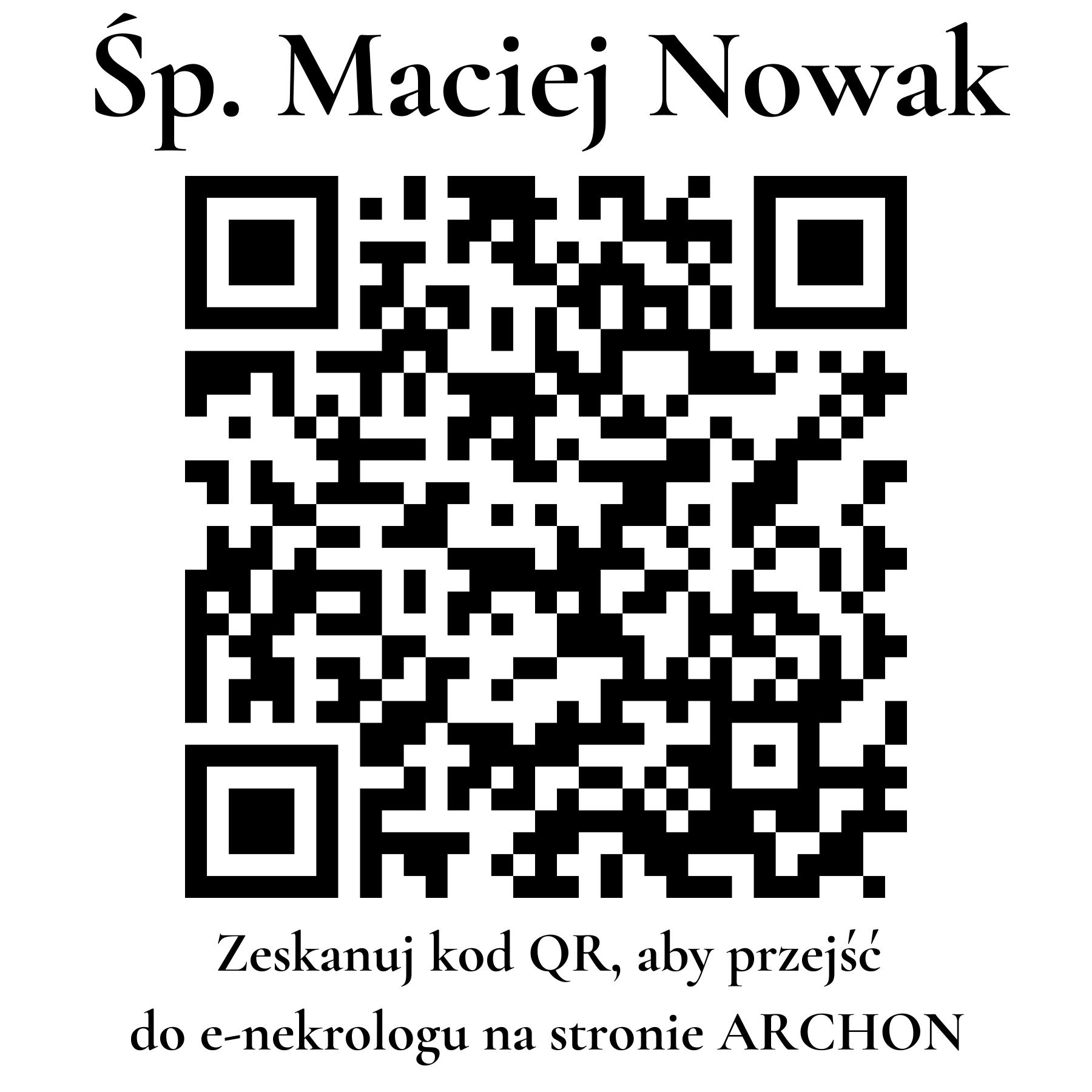 Kod QR do nekrologu Maciej Nowak