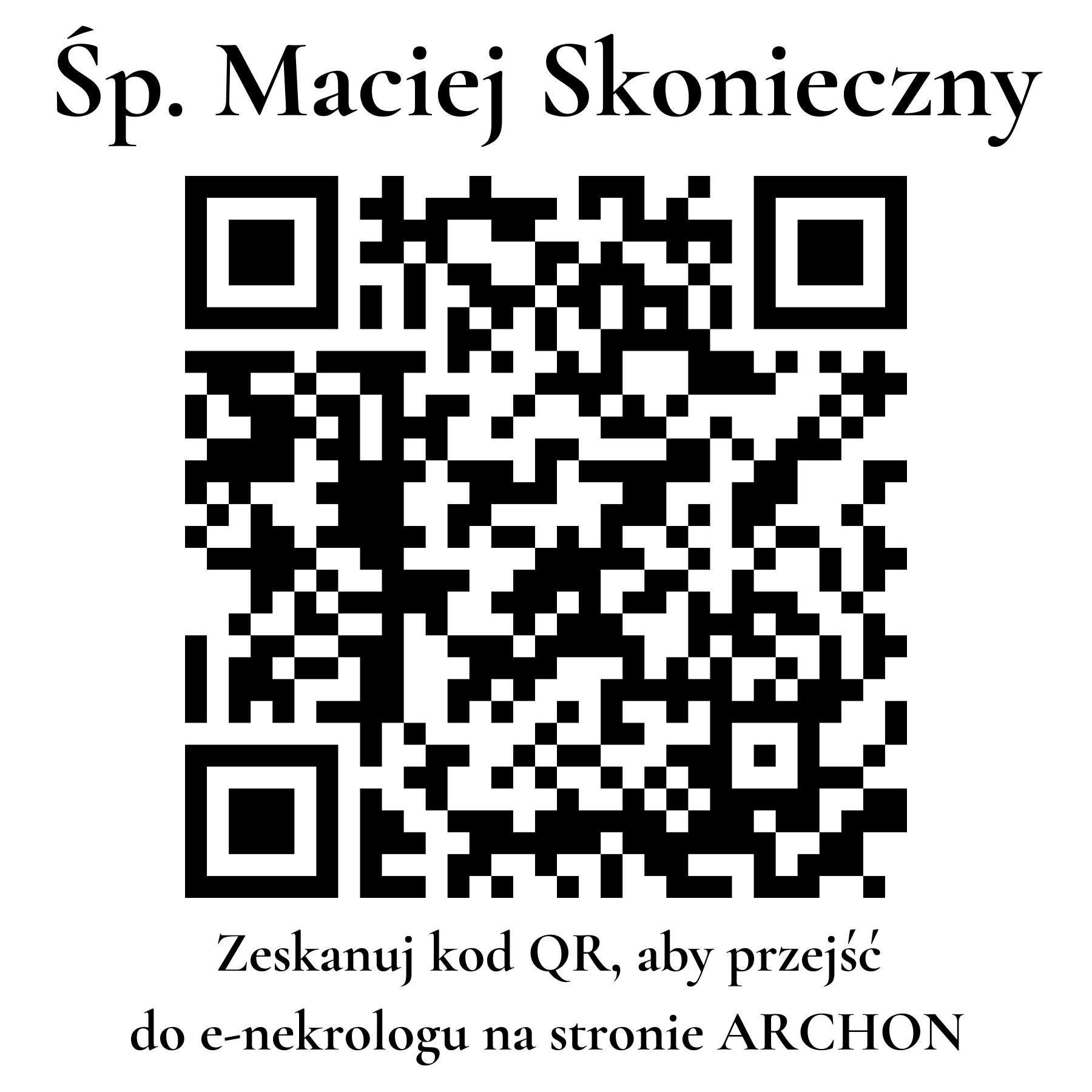 Kod QR do nekrologu Maciej Skonieczny