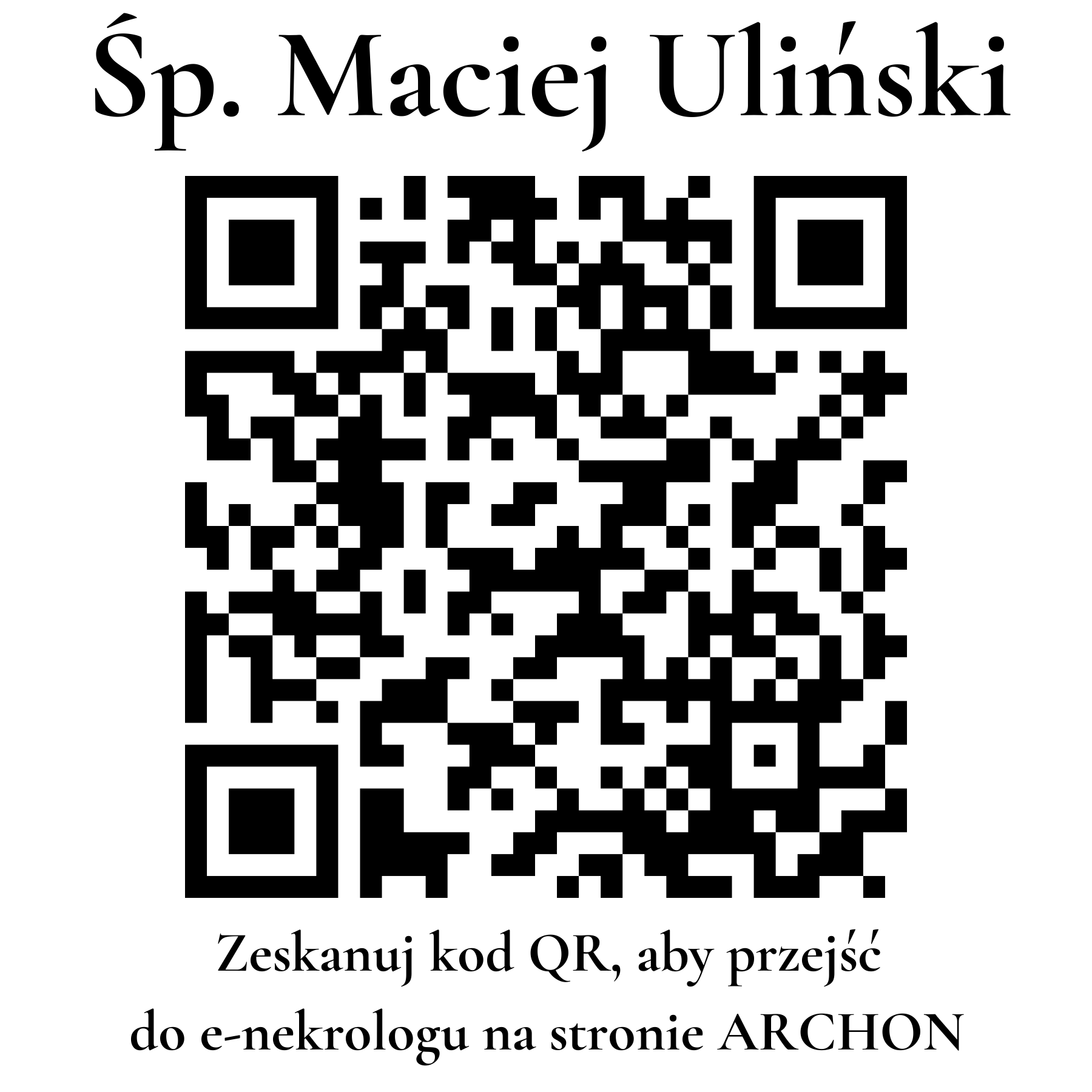 Kod QR do nekrologu Maciej Uliński