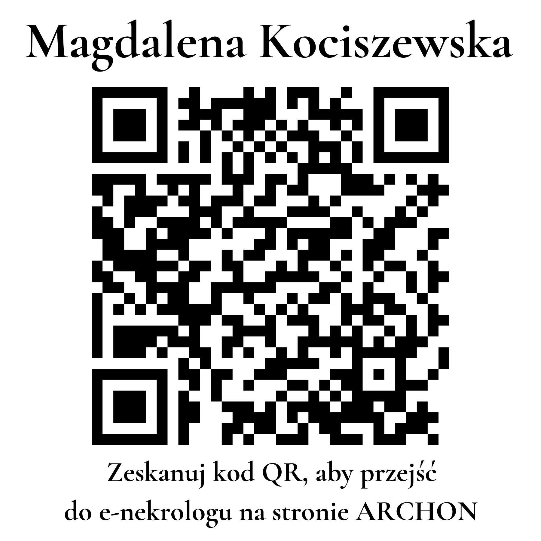Kod QR do nekrologu Magdalena Kociszewska