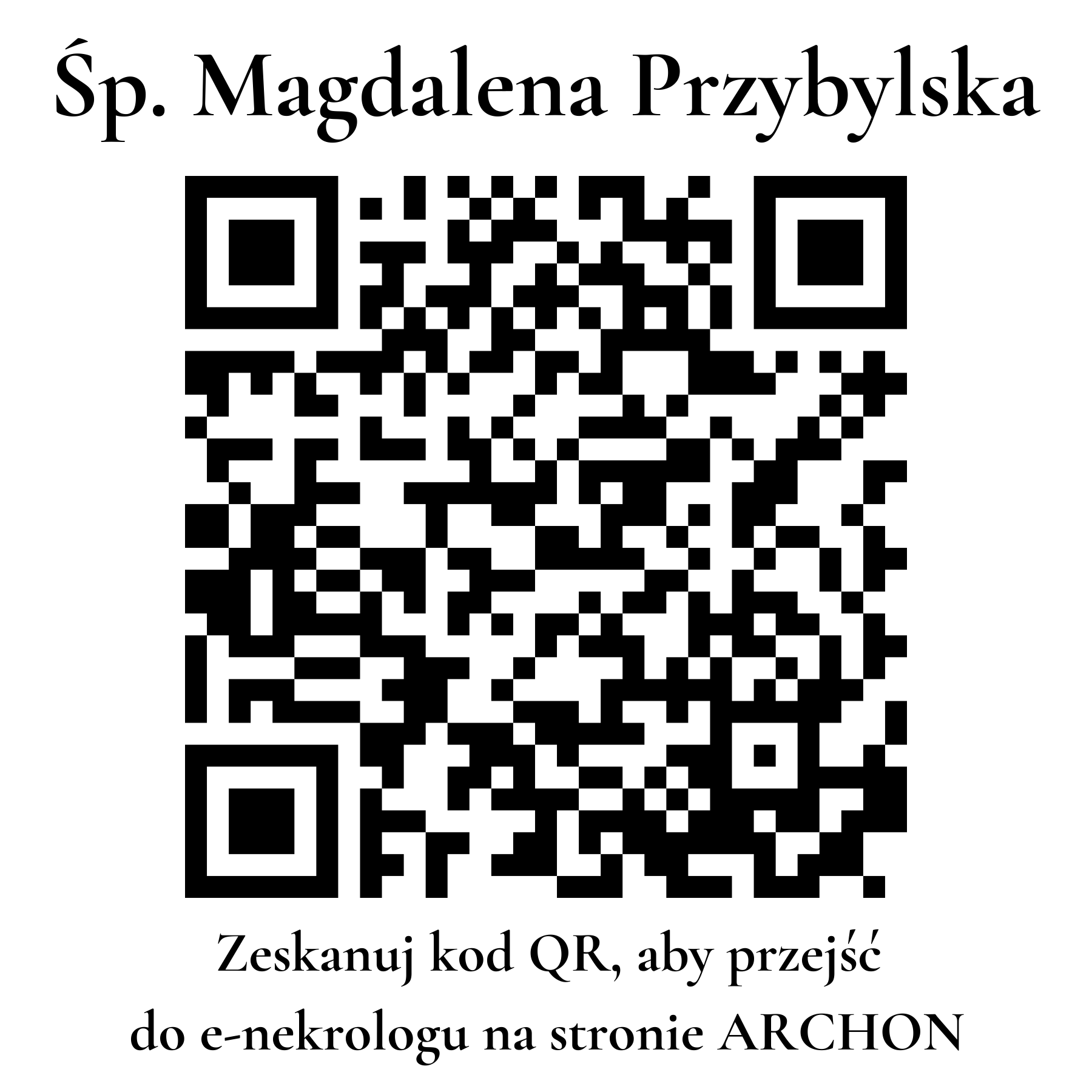 Kod QR do nekrologu Magdalena Przybylska
