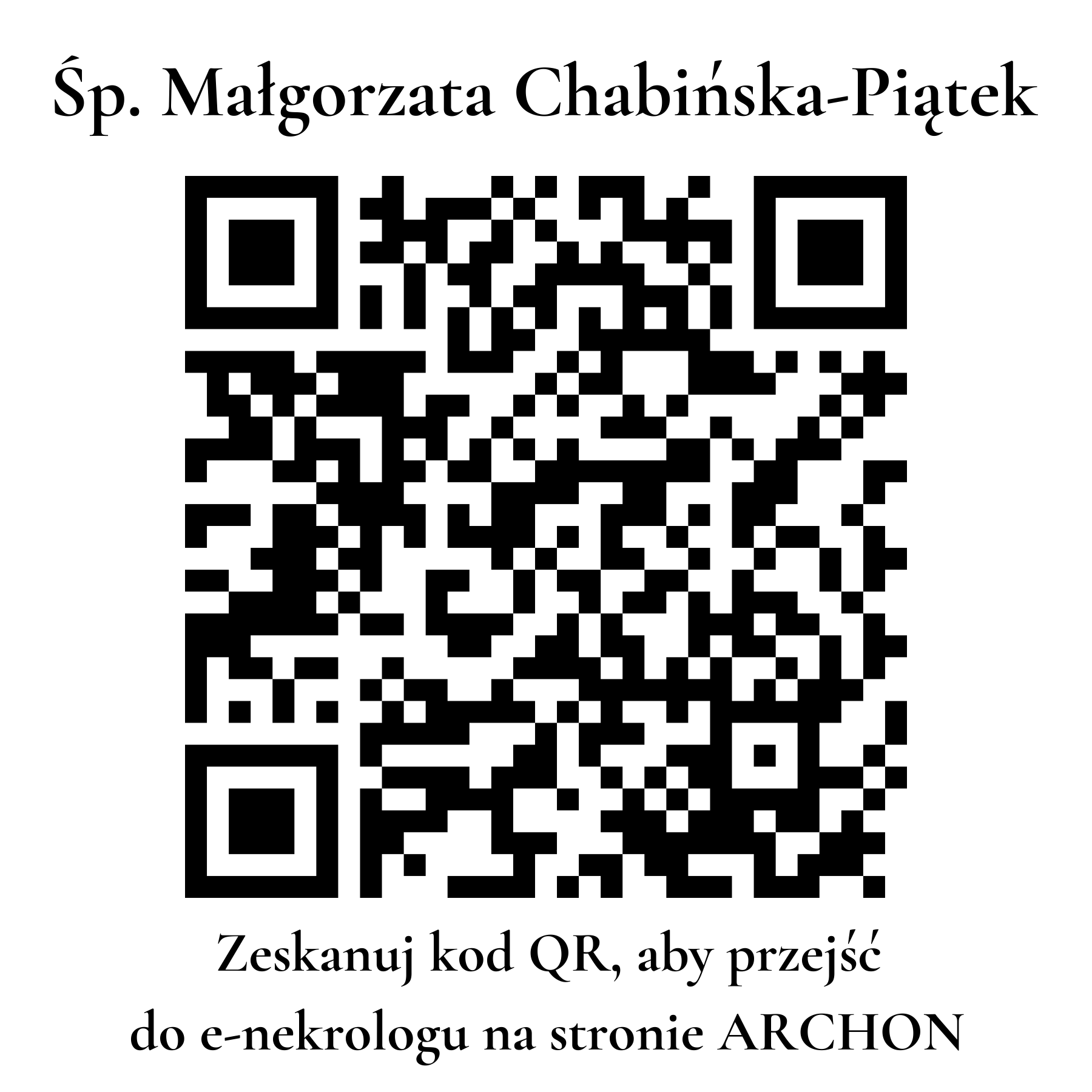 Kod QR do nekrologu Małgorzata Chabińska-Piątek
