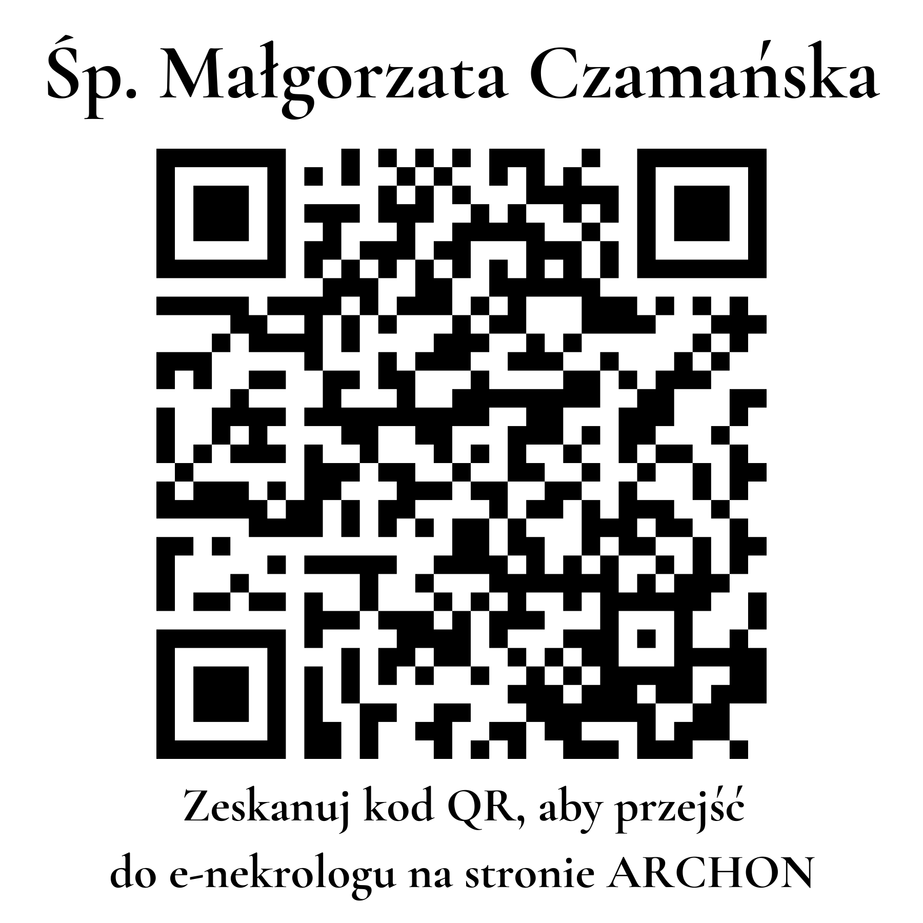 Kod QR do nekrologu Małgorzata Czamańska