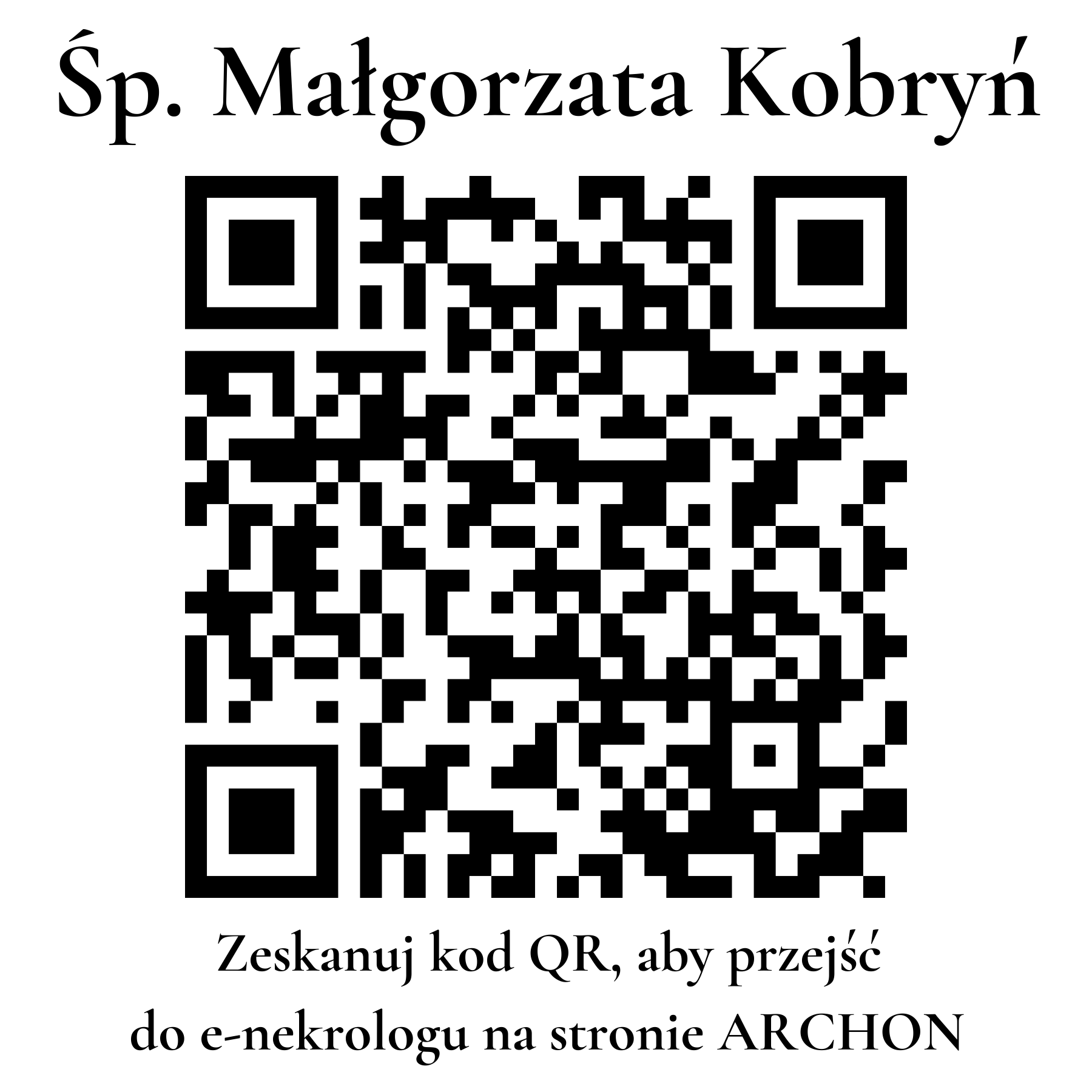 Kod QR do nekrologu Małgorzata Kobryń