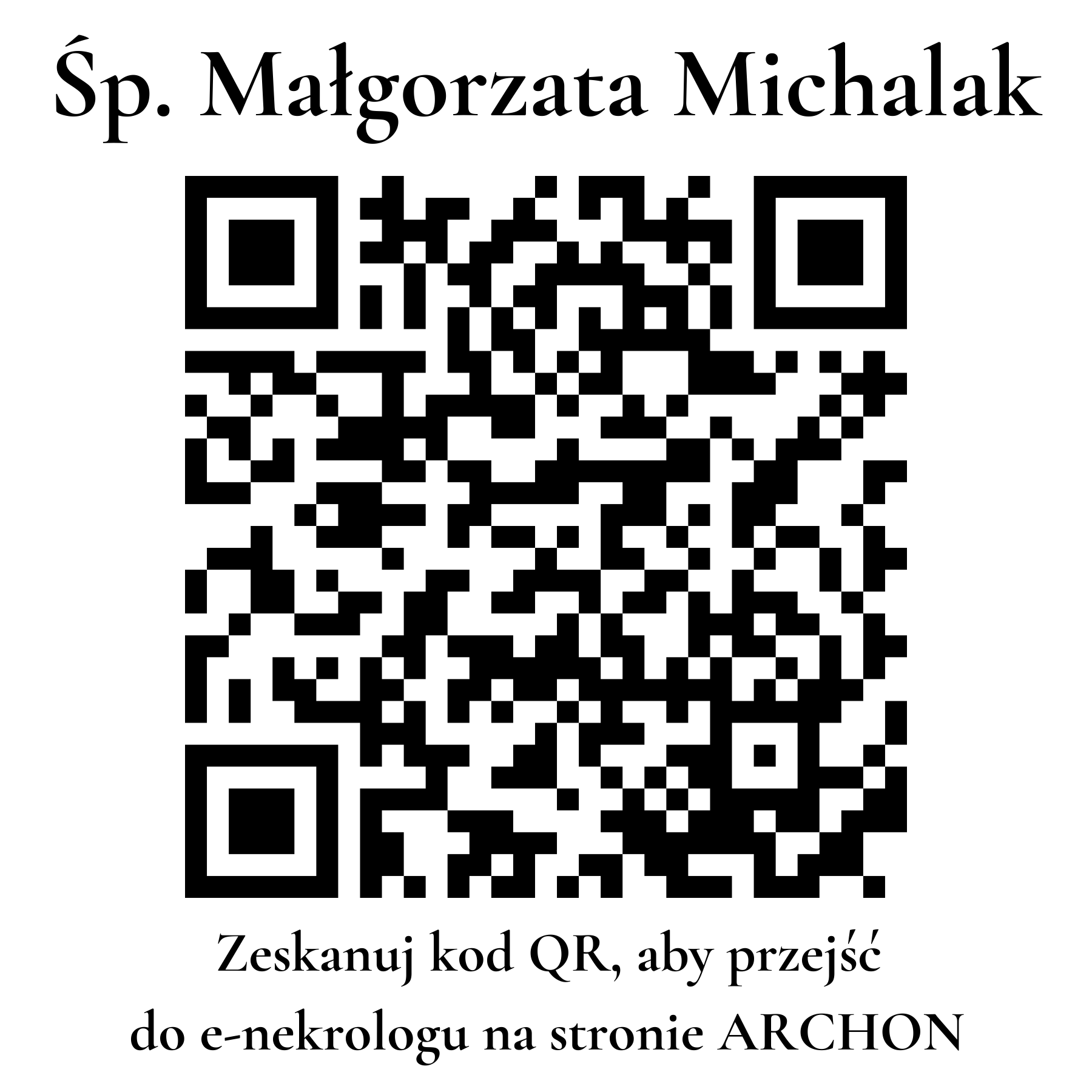 Kod QR do nekrologu Małgorzata Michalak