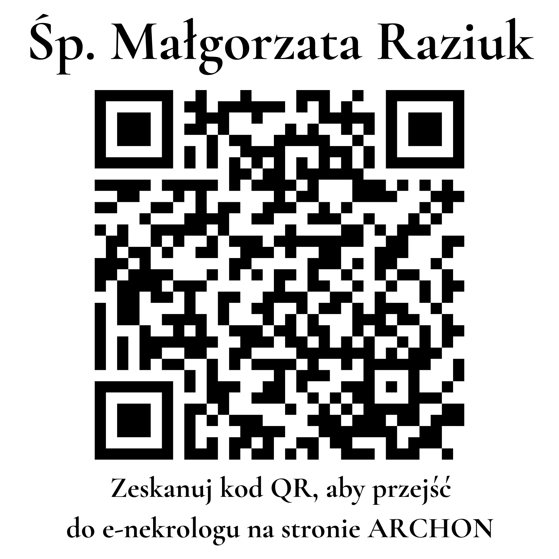 Kod QR do nekrologu Małgorzata Raziuk