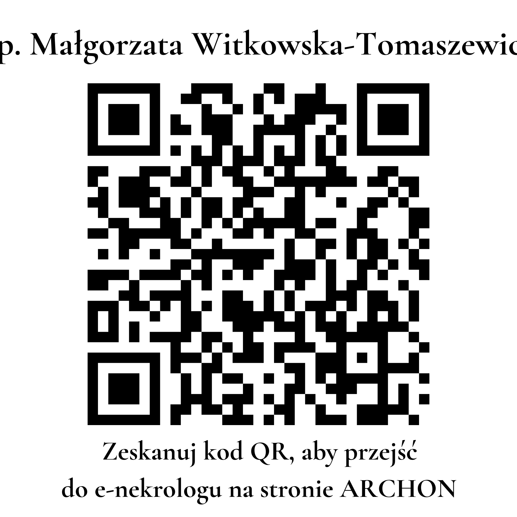 Kod QR do nekrologu Małgorzata Witkowska-Tomaszewicz