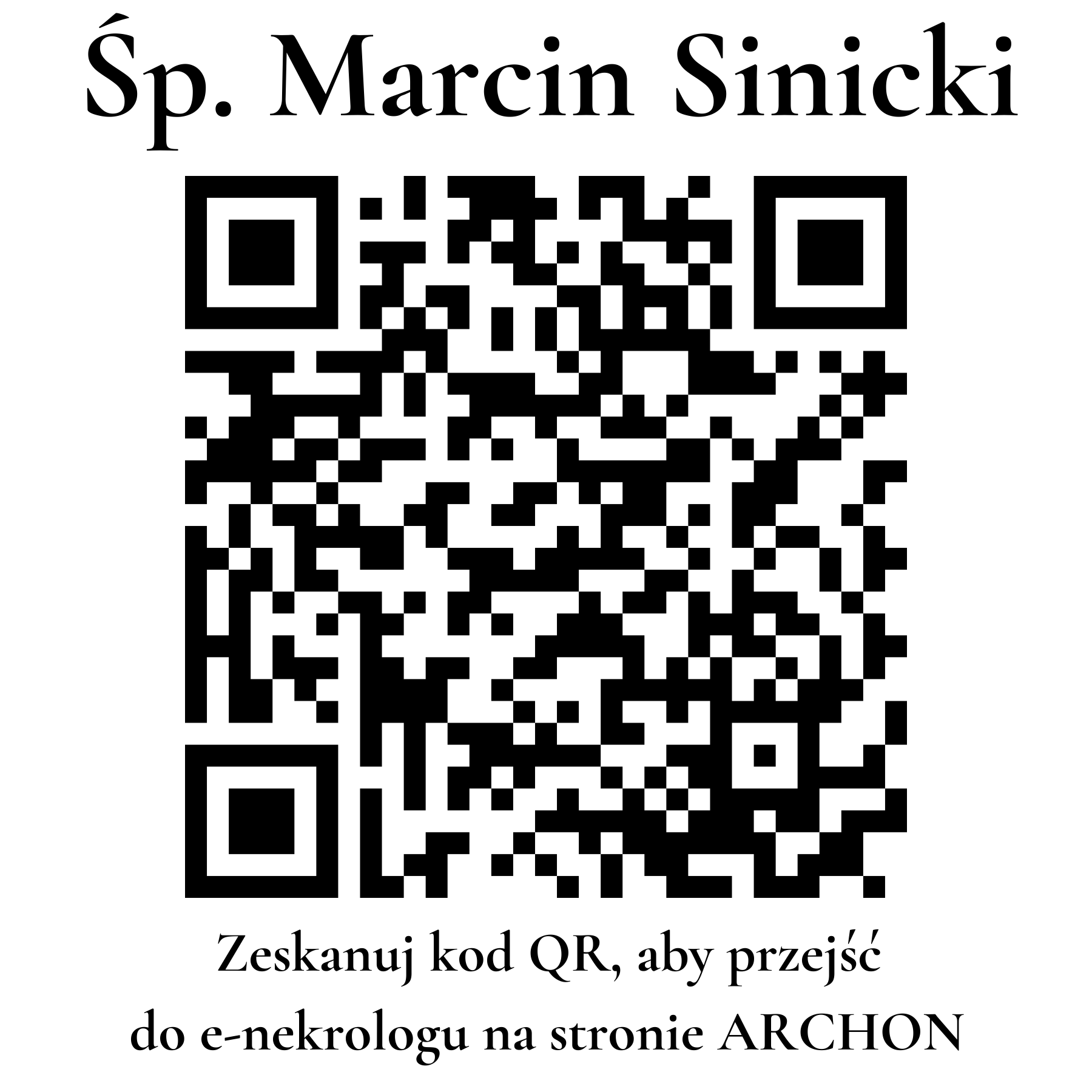 Kod QR do nekrologu Marcin Sinicki