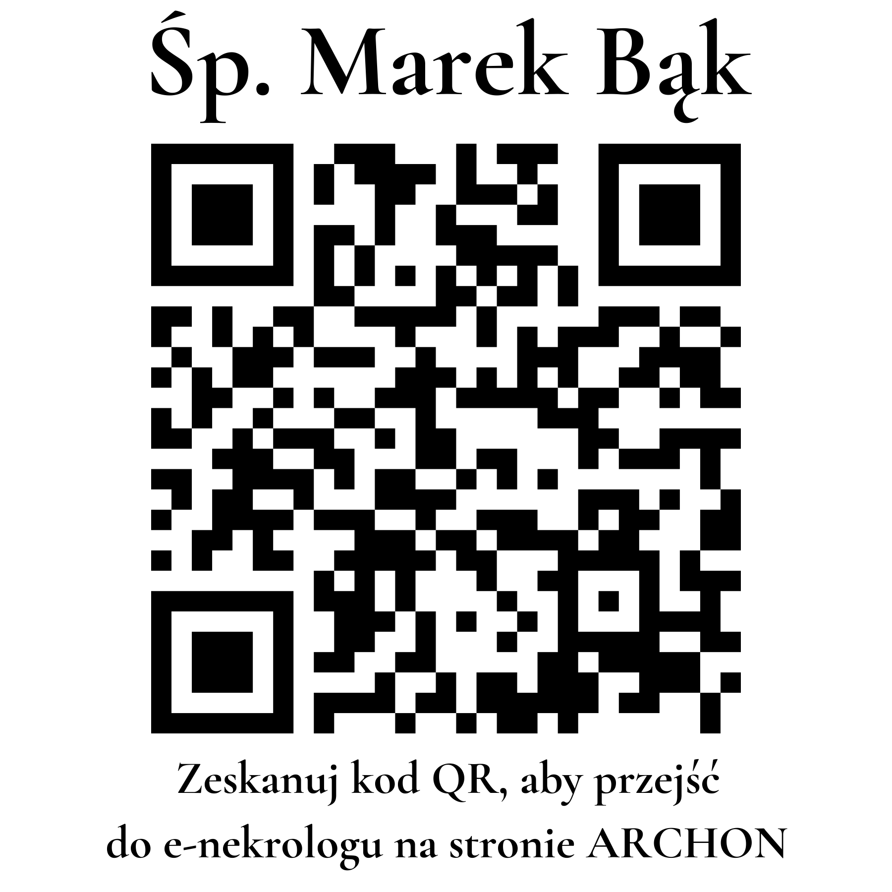 Kod QR do nekrologu Marek Bąk