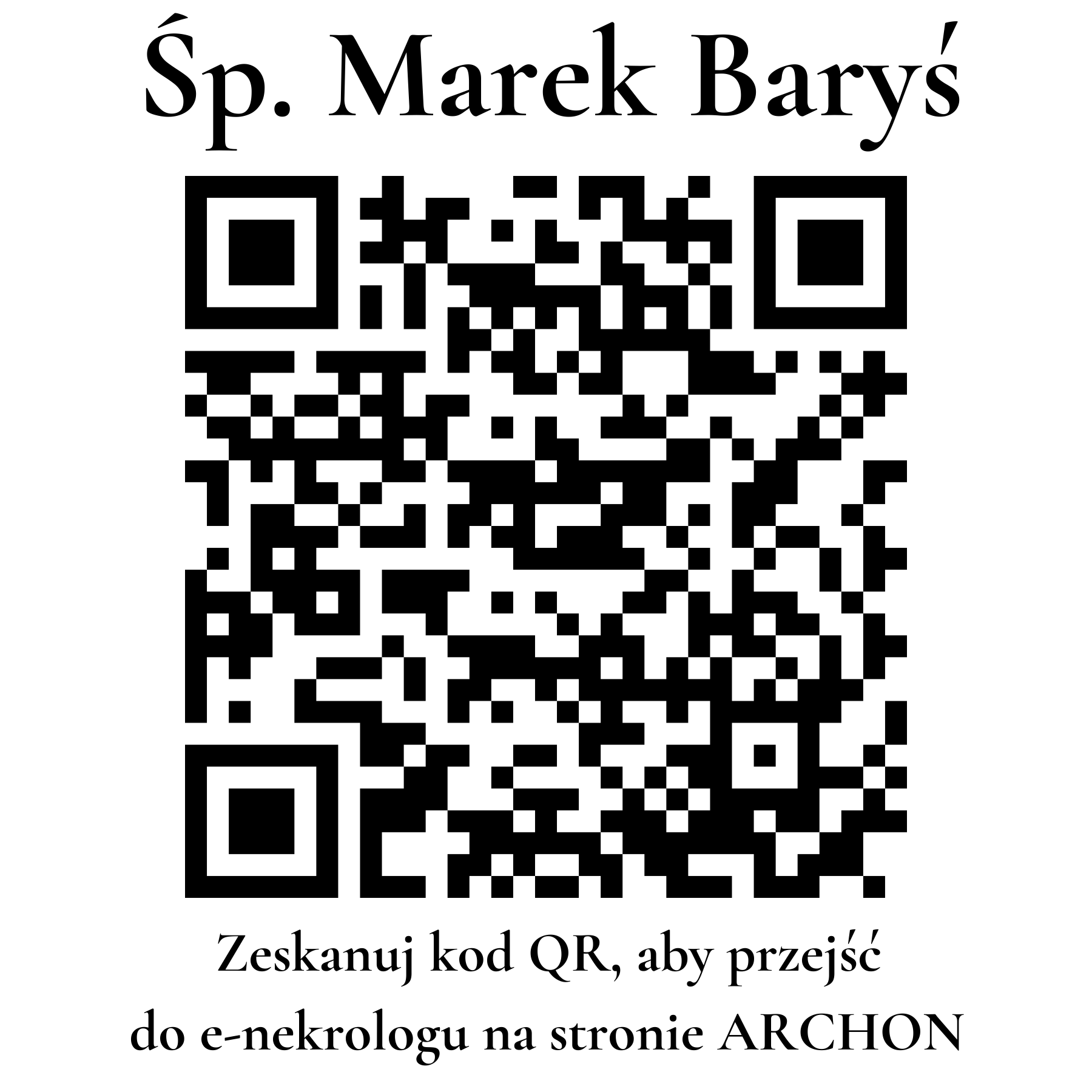 Kod QR do nekrologu Marek Baryś