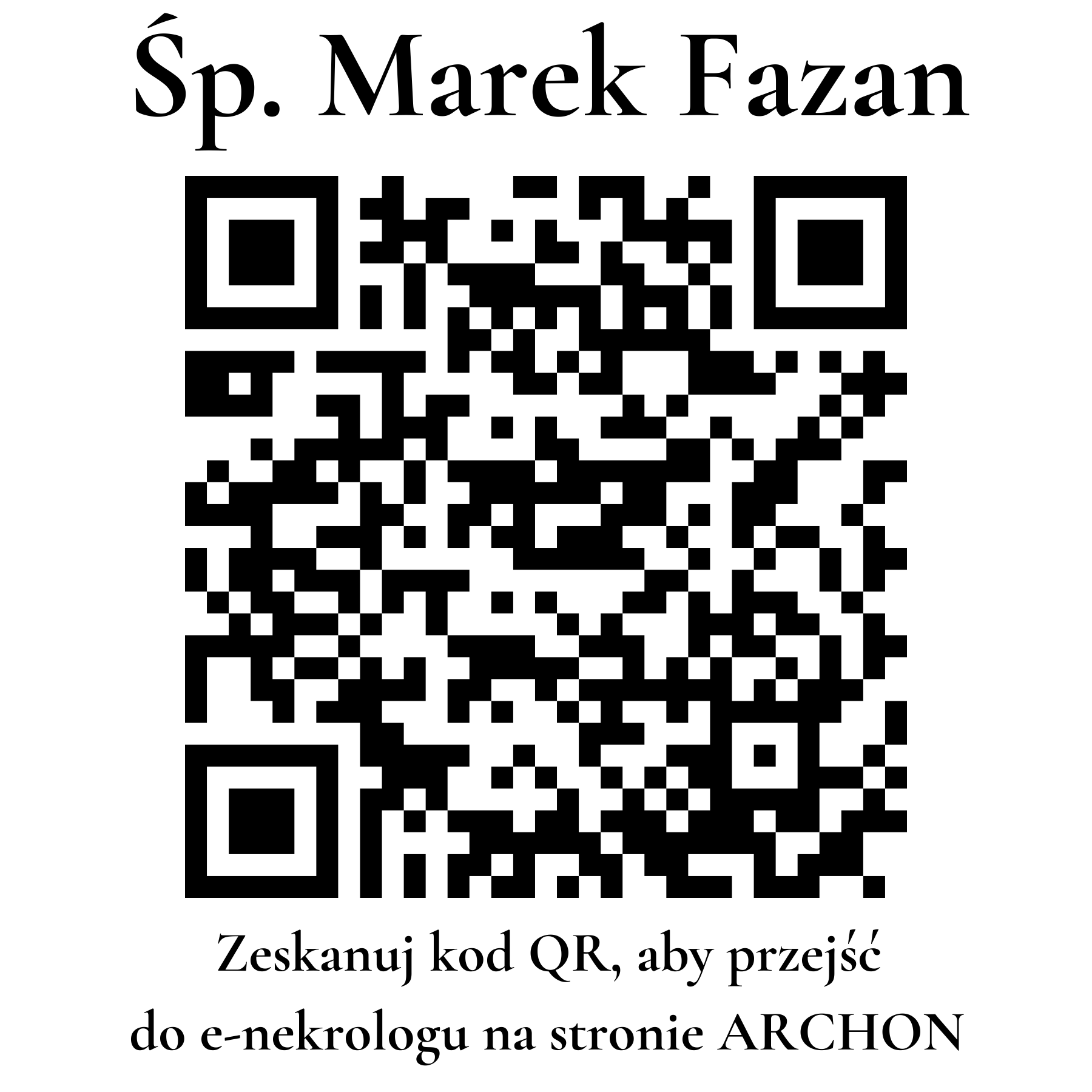 Kod QR do nekrologu Marek Fazan