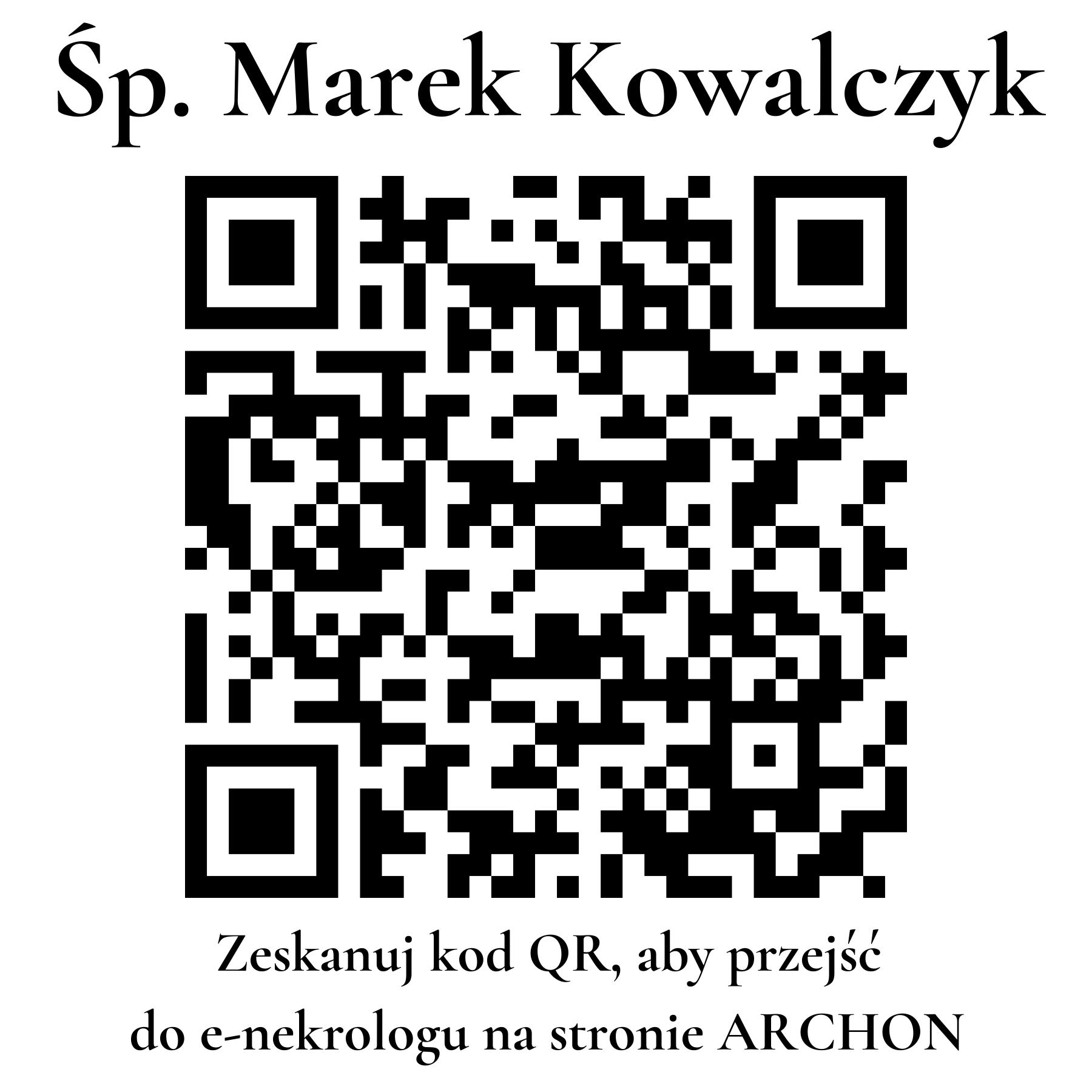 Kod QR do nekrologu Marek Kowalczyk
