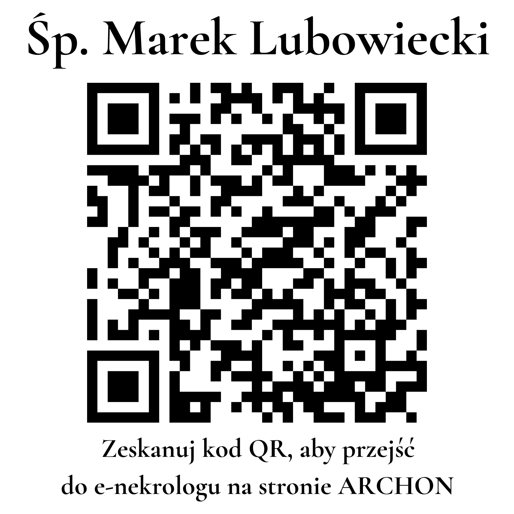 Kod QR do nekrologu Marek Lubowiecki