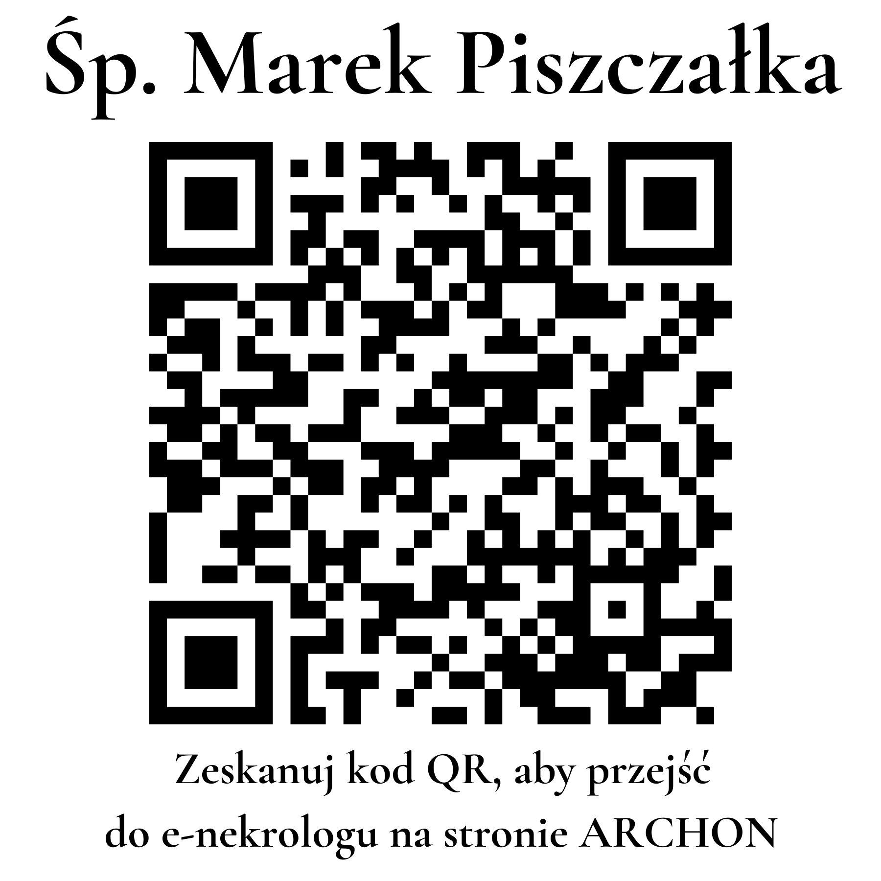 Kod QR do nekrologu Marek Piszczałka