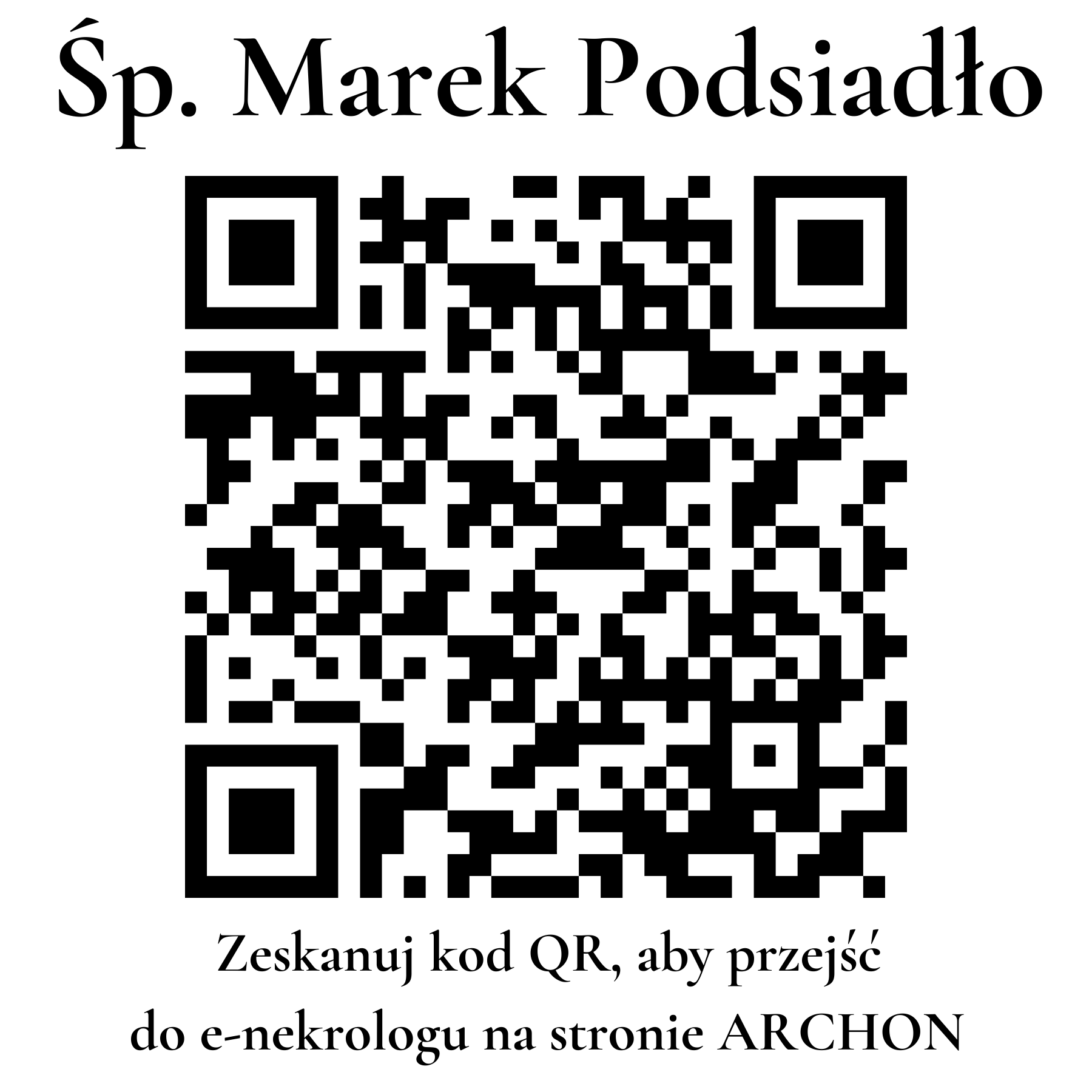 Kod QR do nekrologu Marek Podsiadło