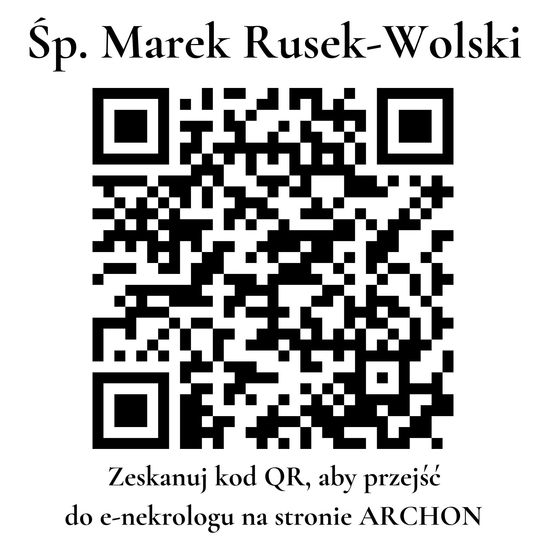 Kod QR do nekrologu Marek Rusek-Wolski