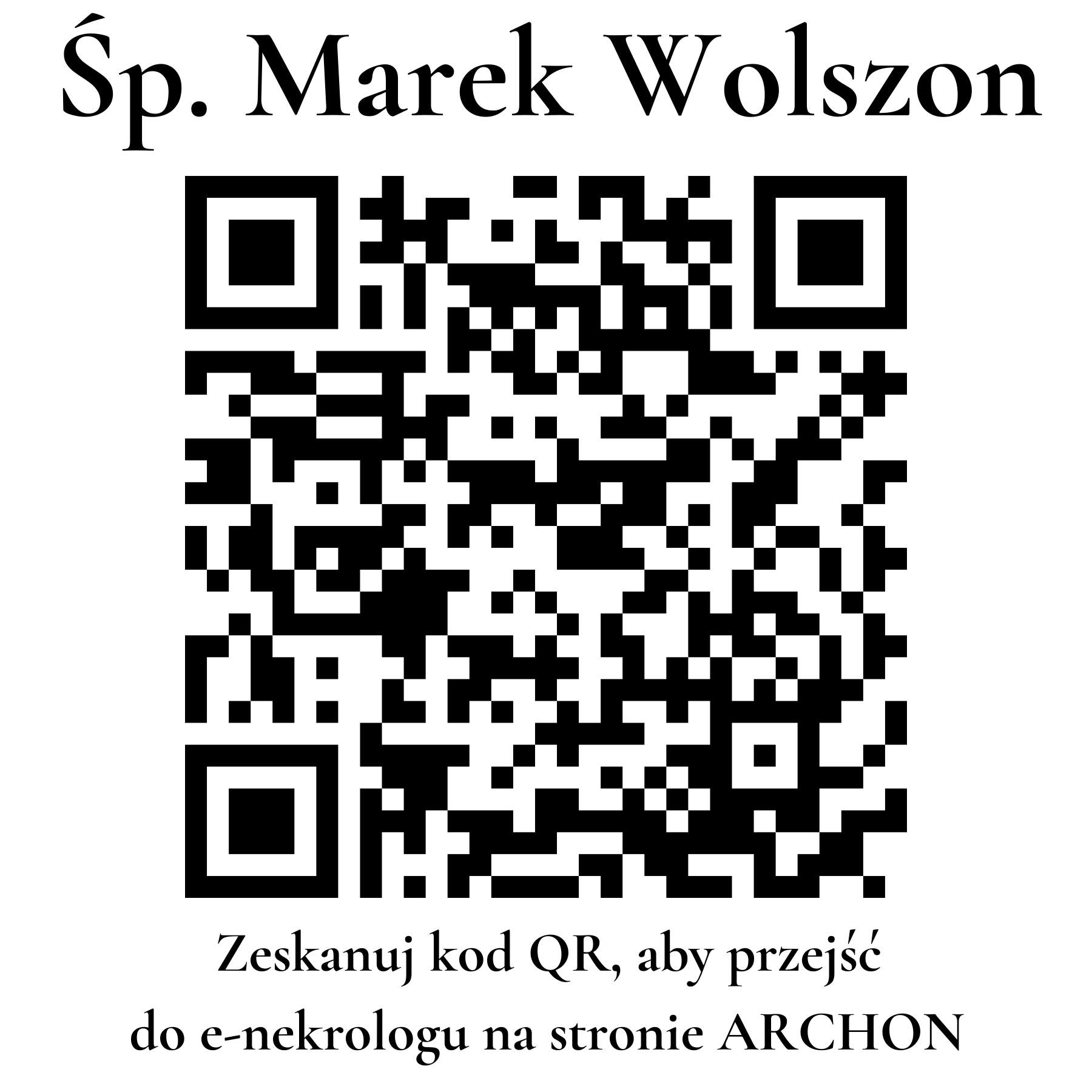 Kod QR do nekrologu Marek Wolszon
