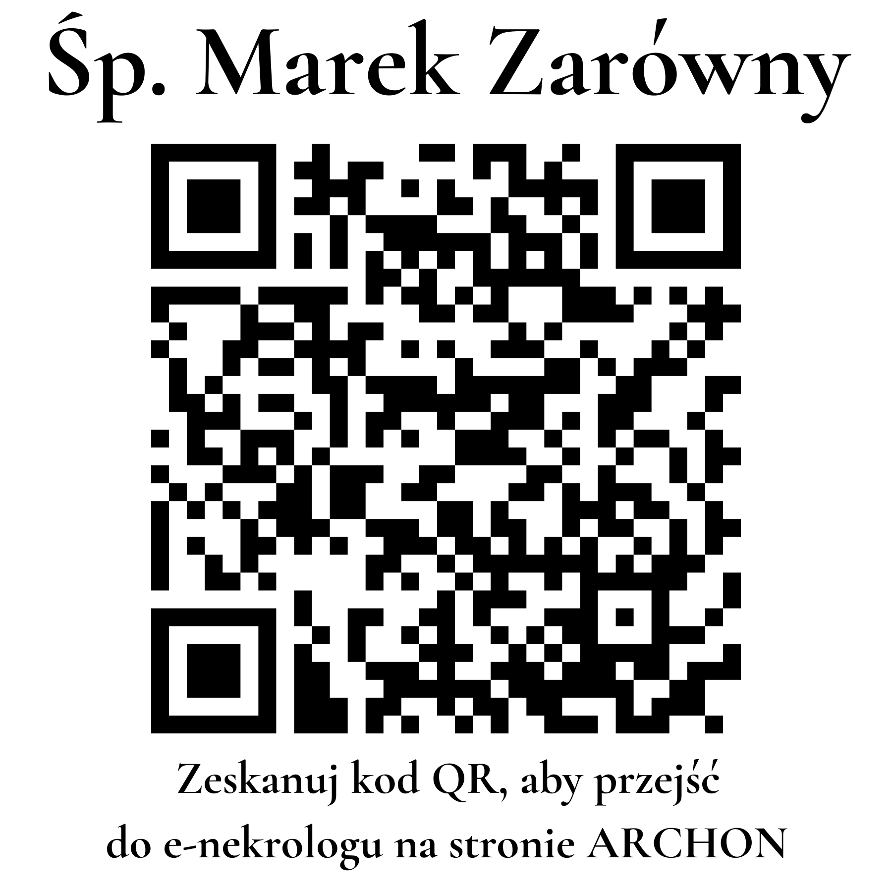 Kod QR do nekrologu Marek Zarówny