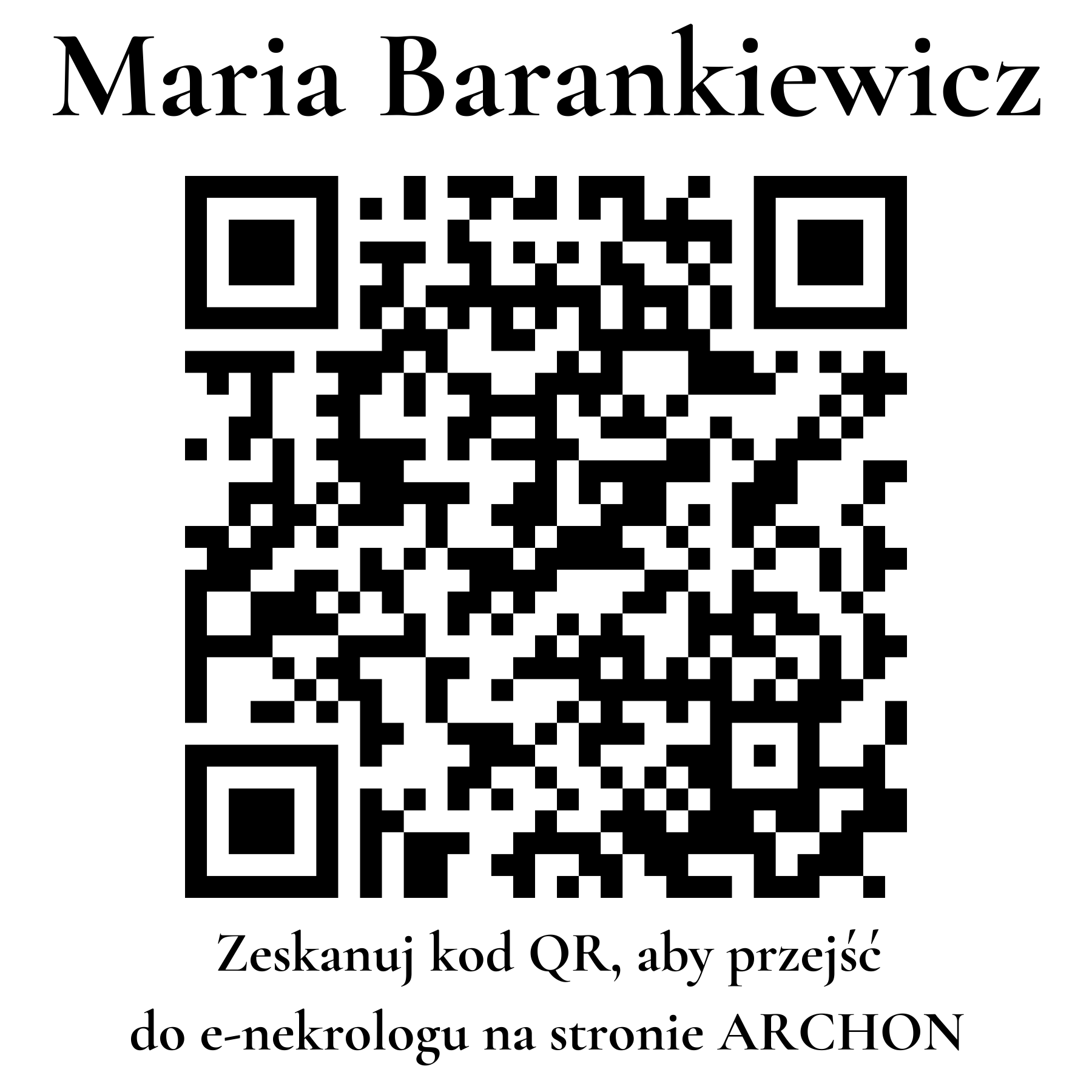Kod QR do nekrologu Maria Barankiewicz