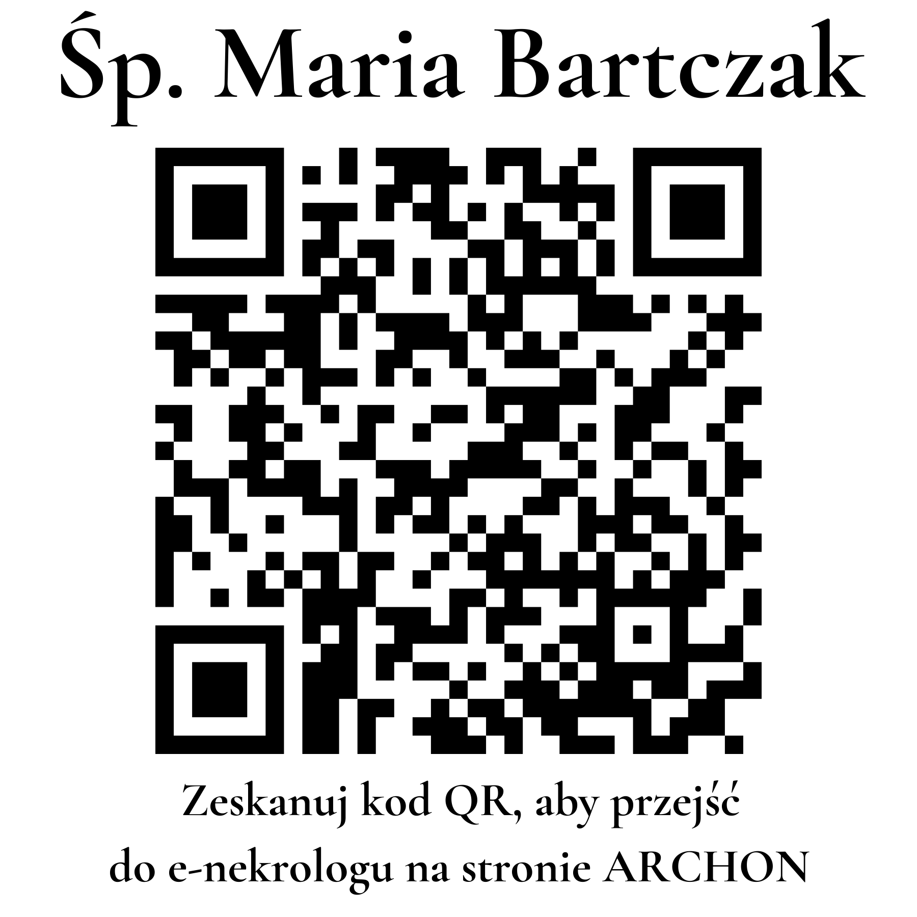 Kod QR do nekrologu Maria Bartczak Kod QR do nekrologu Maria Bartczak