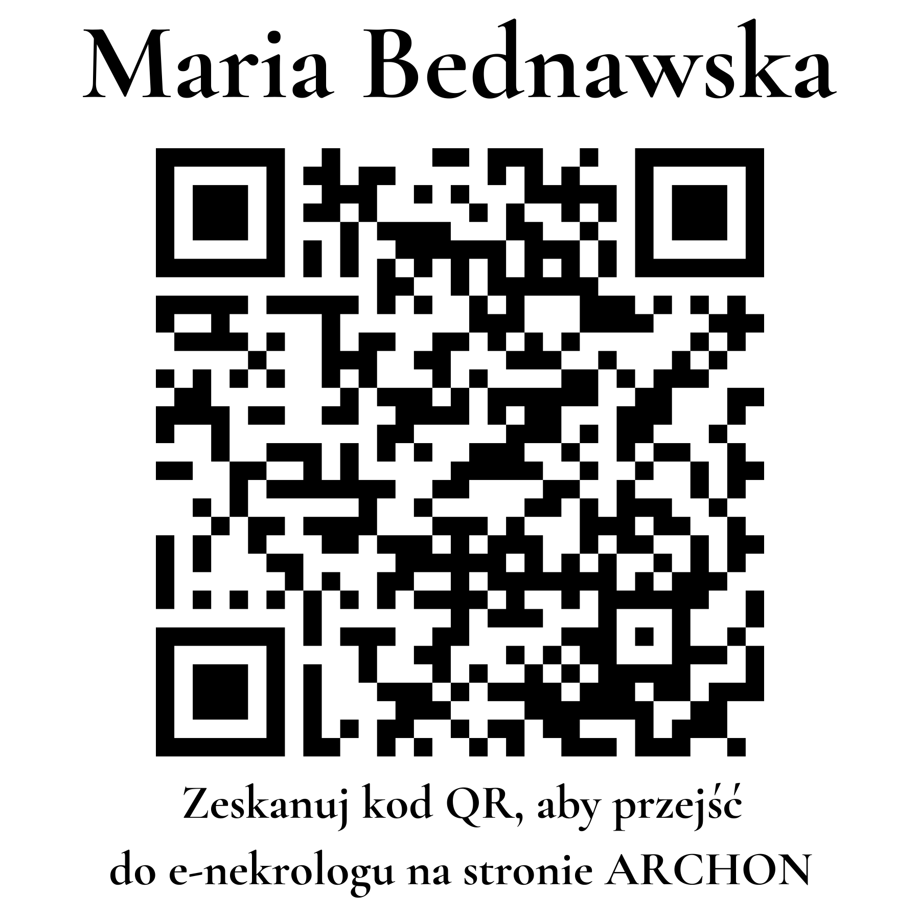 Kod QR do nekrologu Maria Bednawska Kod QR do nekrologu Maria Bednawska