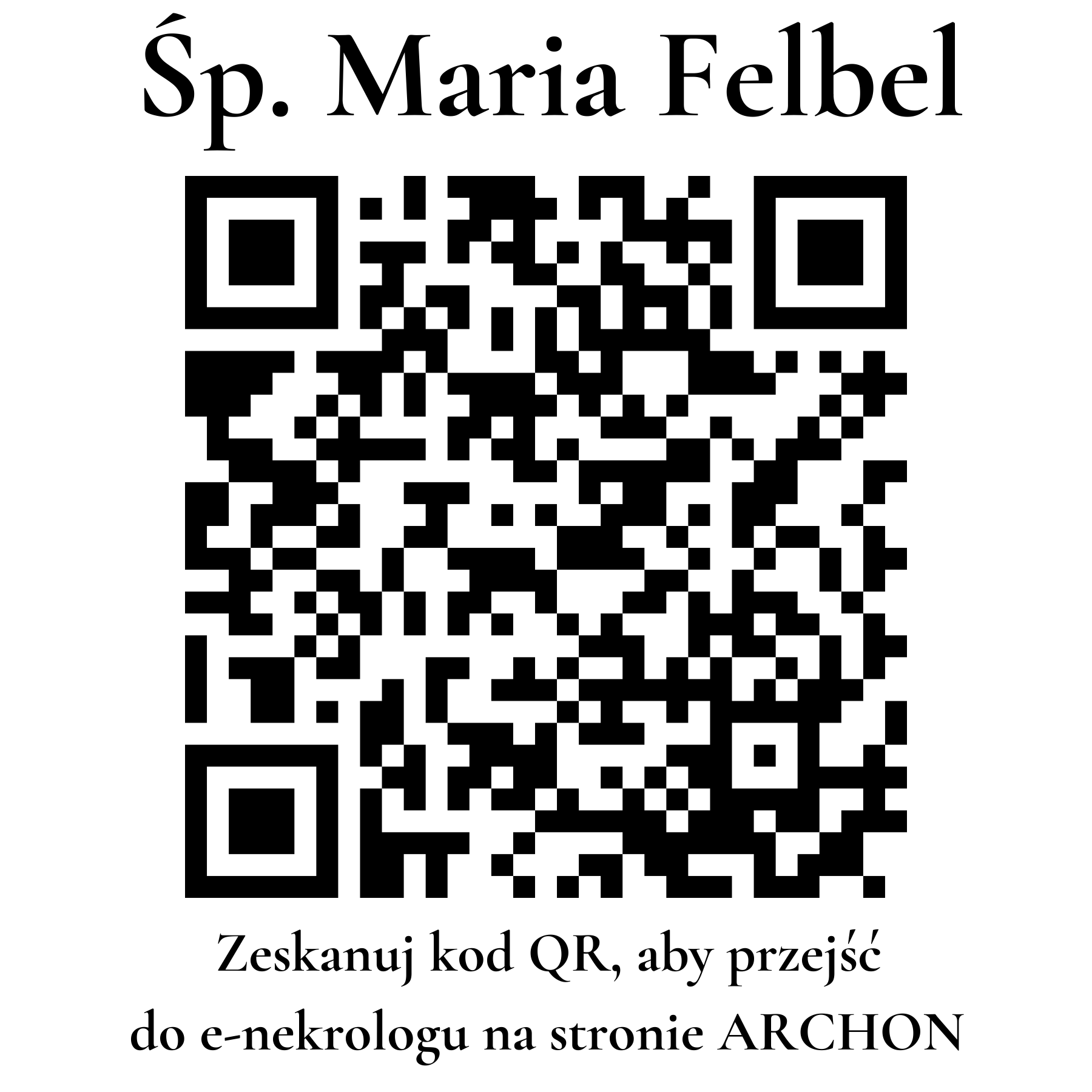 Kod QR do nekrologu Maria Felbel