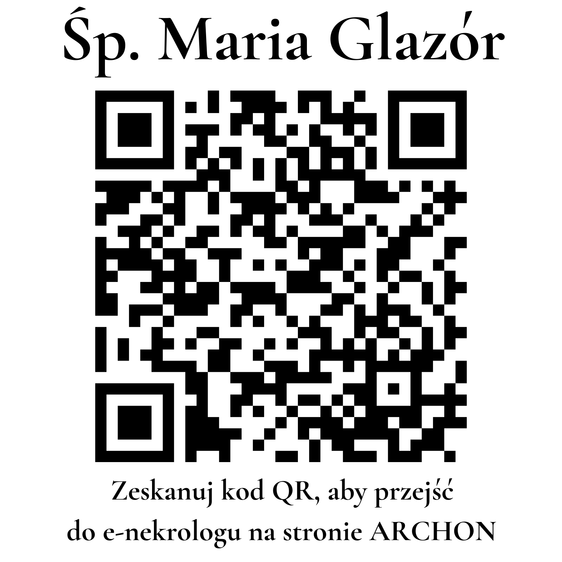 Kod QR do nekrologu Maria Glazór Kod QR do nekrologu Maria Glazór