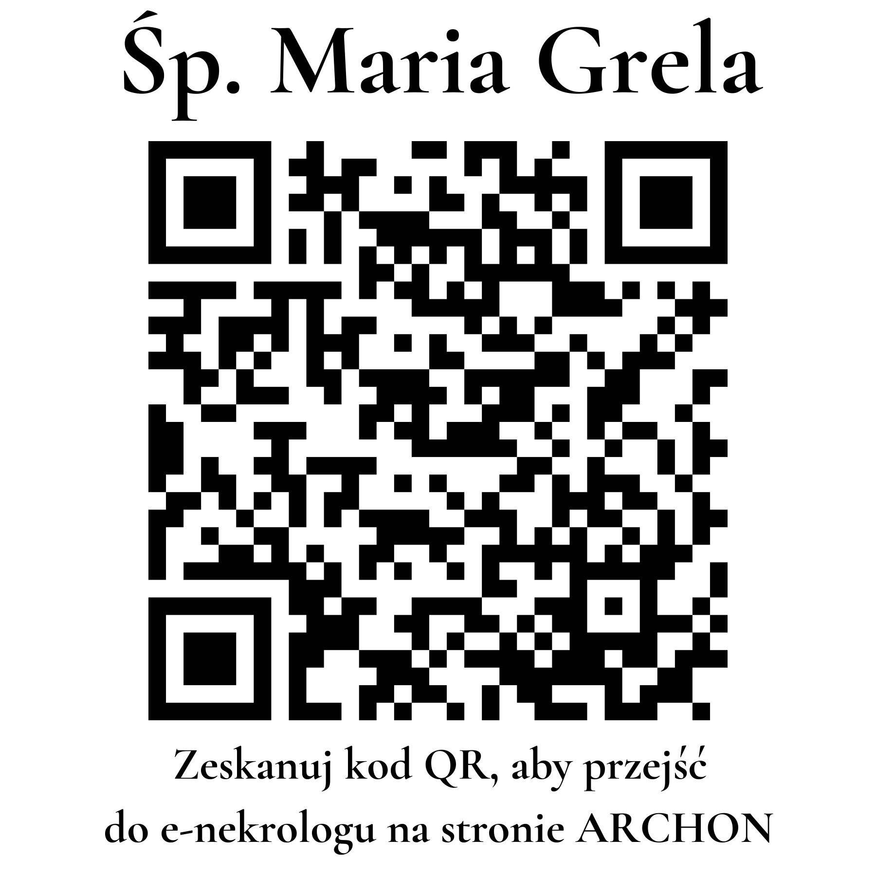 Kod QR do nekrologu Maria Grela