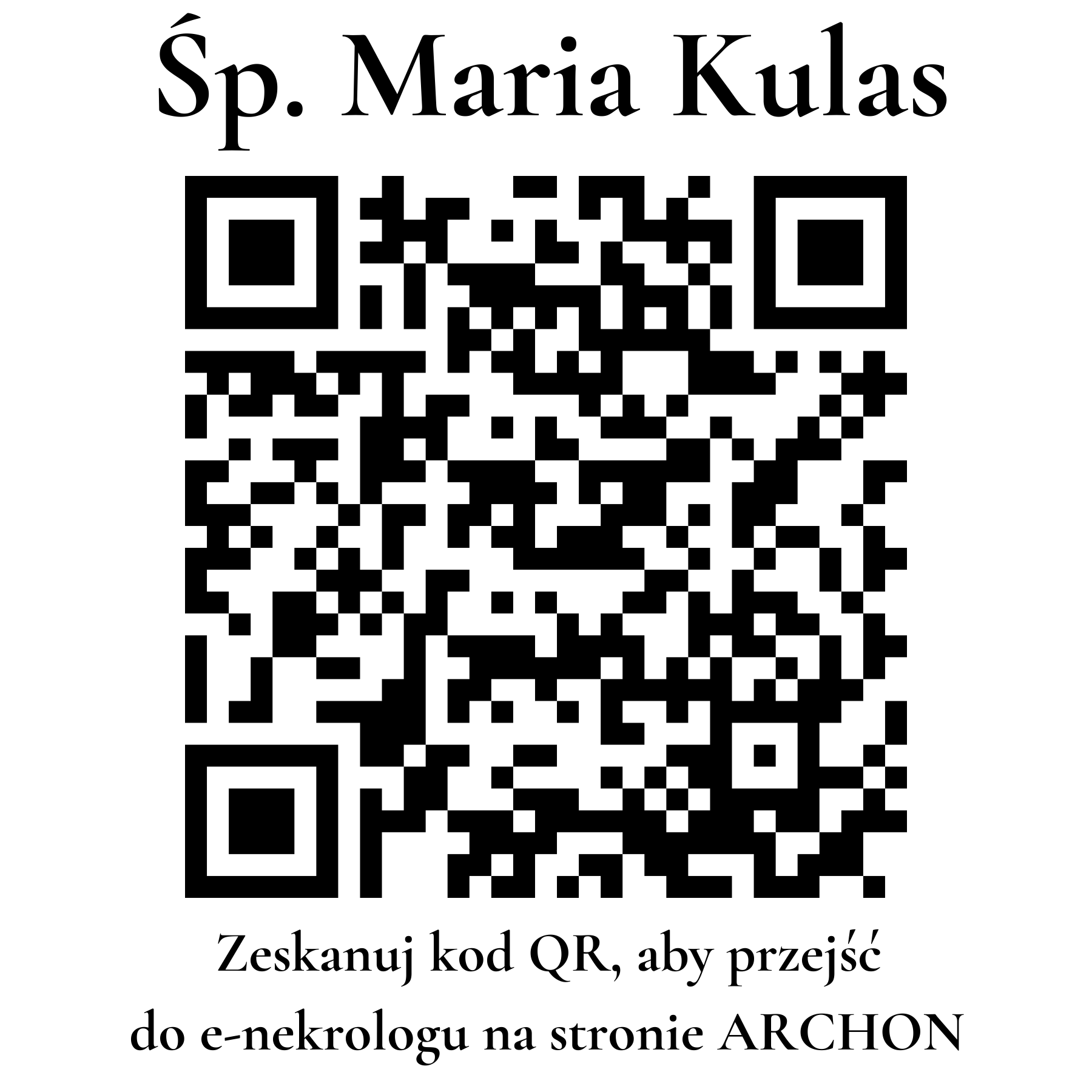 Kod QR do nekrologu Maria Kulas